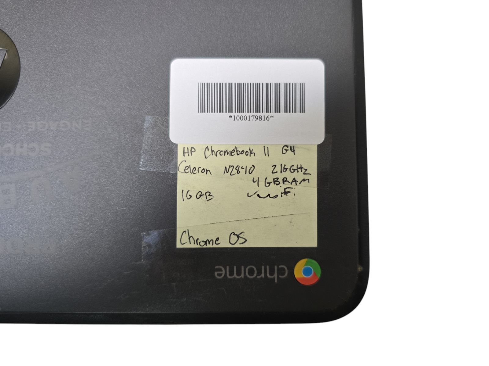 HP Chromebook 11 G4 TPN-Q151 Celeron N2840 2.16GHz 16GB HDD 4GB Ram Touch