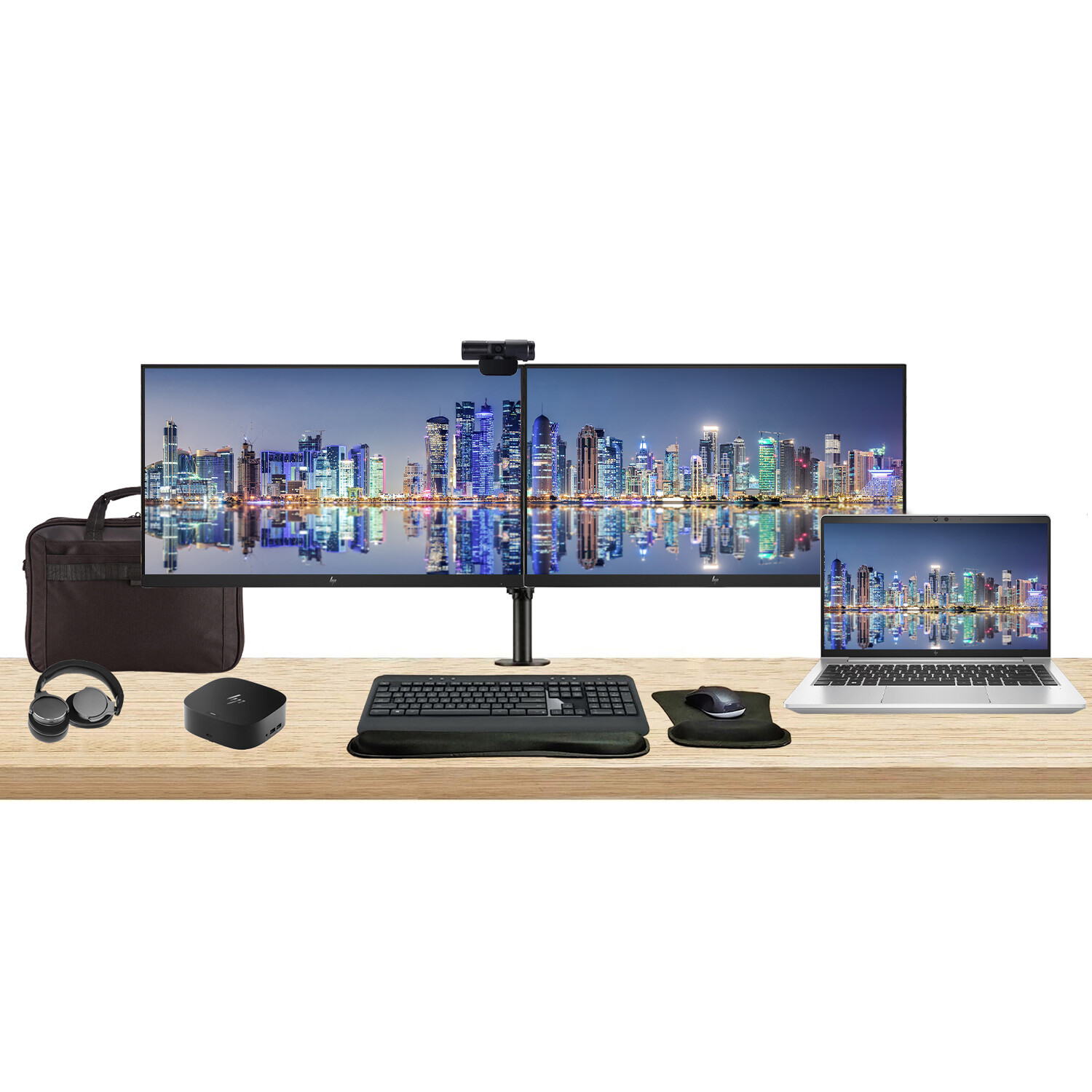 HP EliteBook 645 G10 14″, 32GB RAM Notebook with 2 x EliteDisplay 24″ Monitors