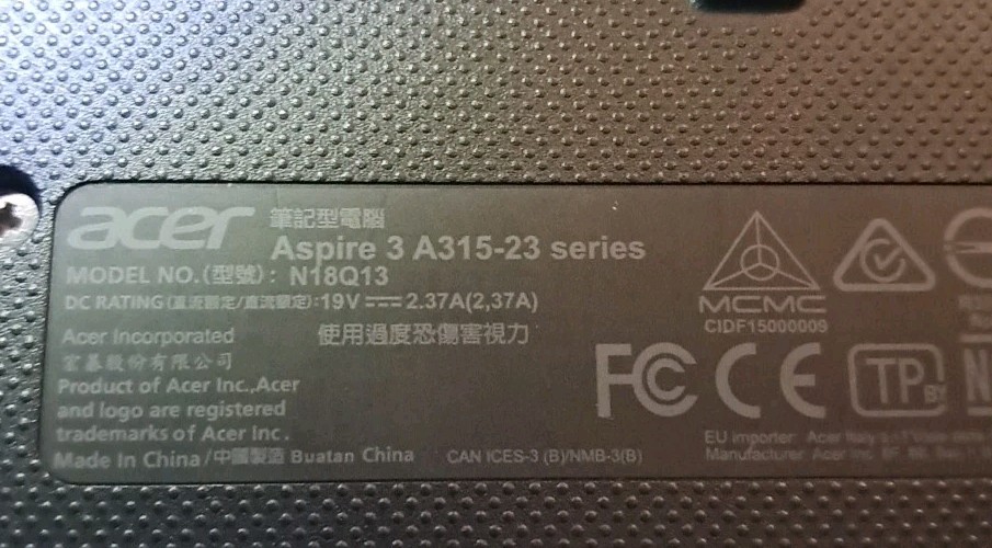 Acer Aspire 3 A315-23 N18Q13 Laptop Untested No Charger For Parts Repair
