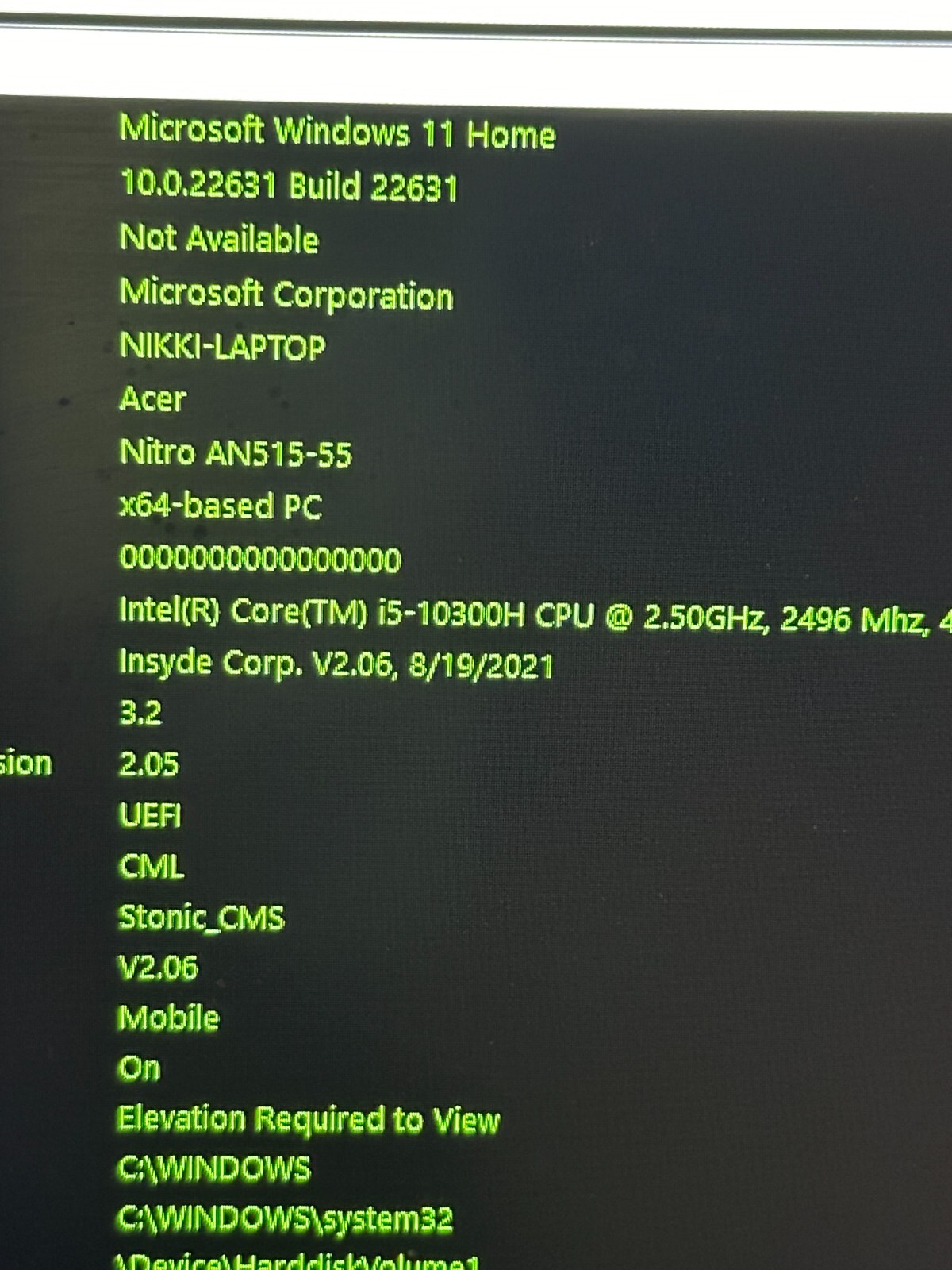 acer nitro 5 an515-55 i5-10300H 2.5GHZ NVIDIA GEFORCE GTX 1650 8GB RAM