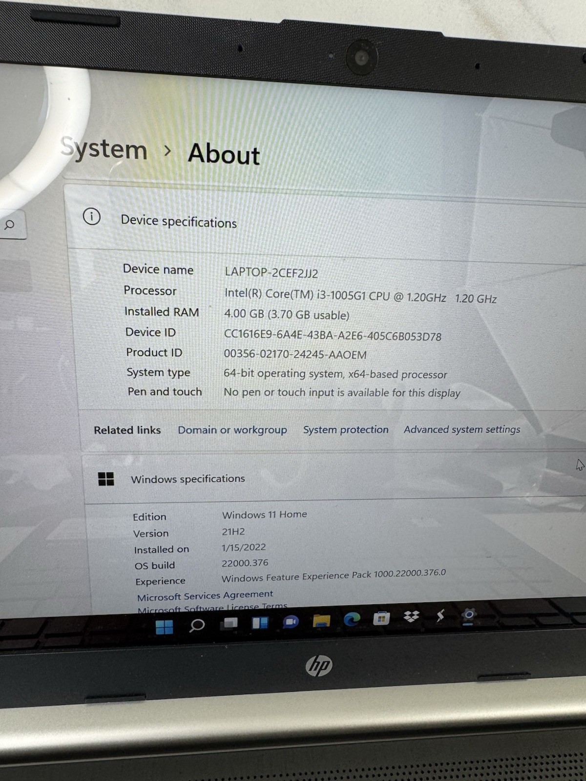 HP 14″ 14-dq1033cl FHD Laptop (i3-1005G1) – 4GB RAM – 128GB SSD – WIN11HOME