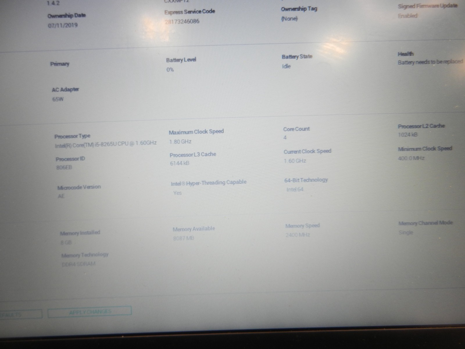 Dell Latitude 3400 Intel i5-8265U 1.6GHz 8GB RAM No Drive No OS