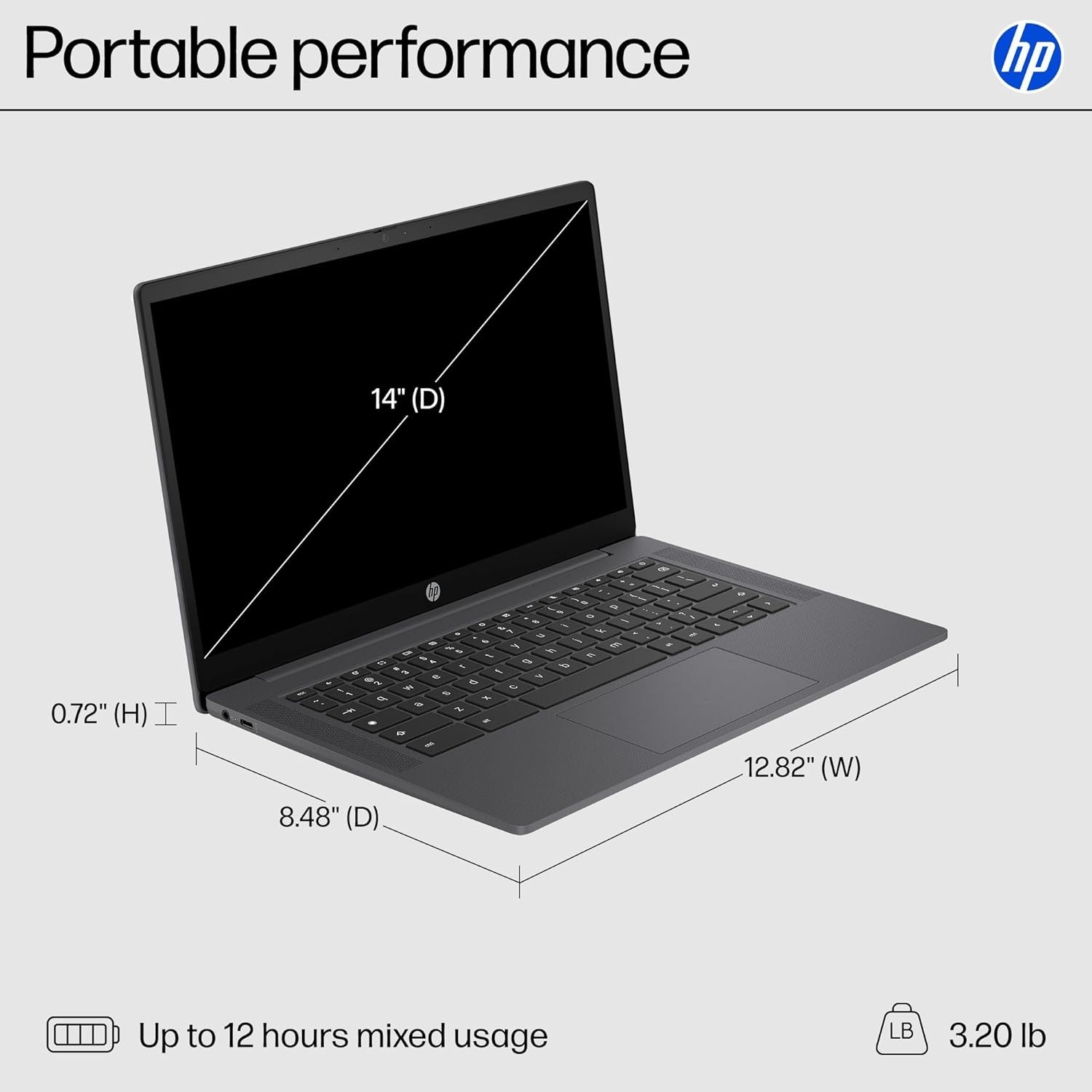HP Chromebook 14 inch Laptop, HD Display, Intel Processor N100, 8GB 14a-nf0099nr