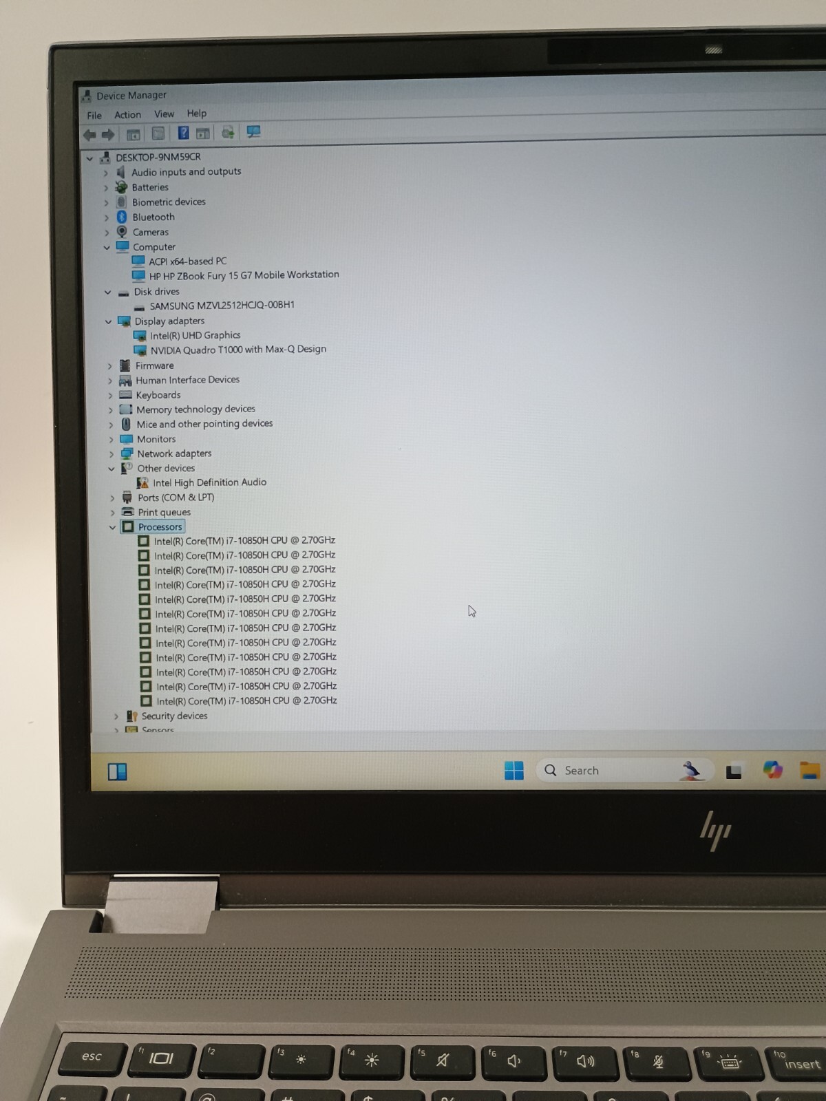 HP ZBook Fury 15 G7 15.6*2.7 GHz i7-10850H 16GB 512GB SSD Quadro T1000 Max-Q*VGC