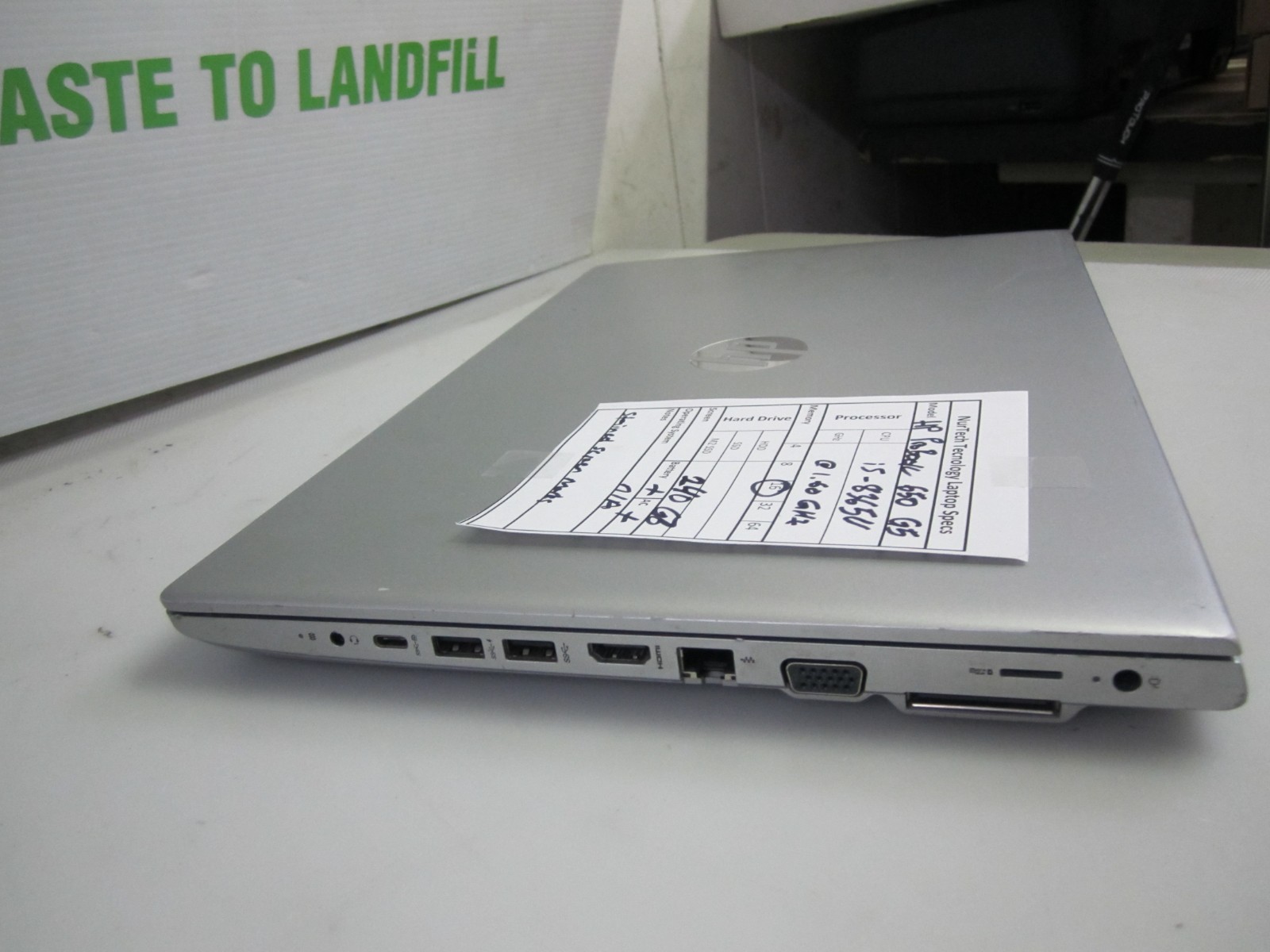 HP ProBook 650 G5 i5-8365U 1.60GHz 16GB 240GB Laptop NO OS + AC READ