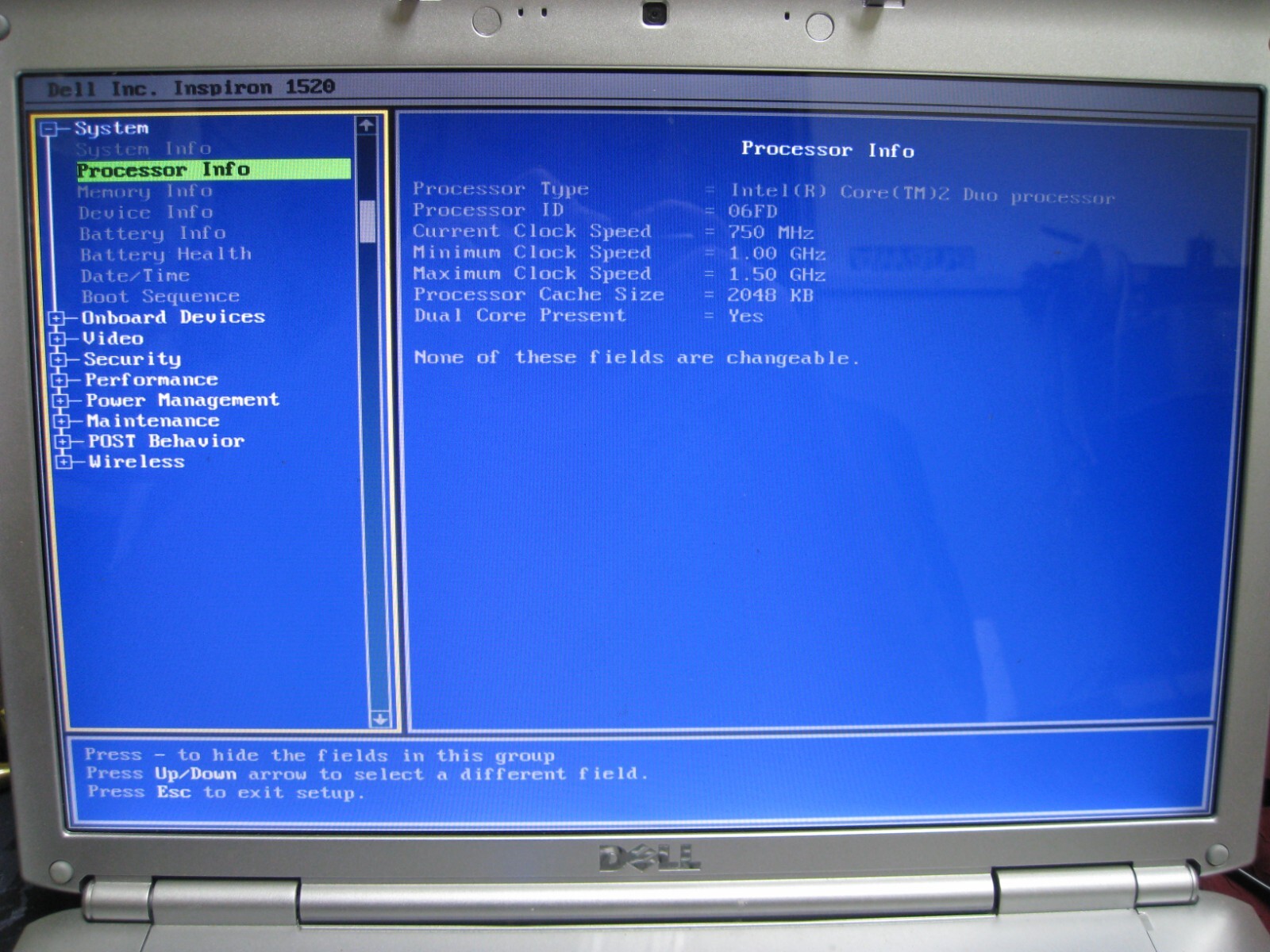 Dell Inspiron laptop computer 1520 1.5GHz 2GB Ram DVD/RW NO HDD