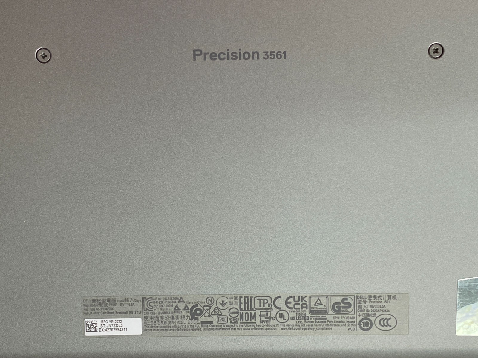 Dell Precision 3561 i7-11850H 32GB DDR4 512GB SSD NVIDIA T600 Win11H 50%+ Batt