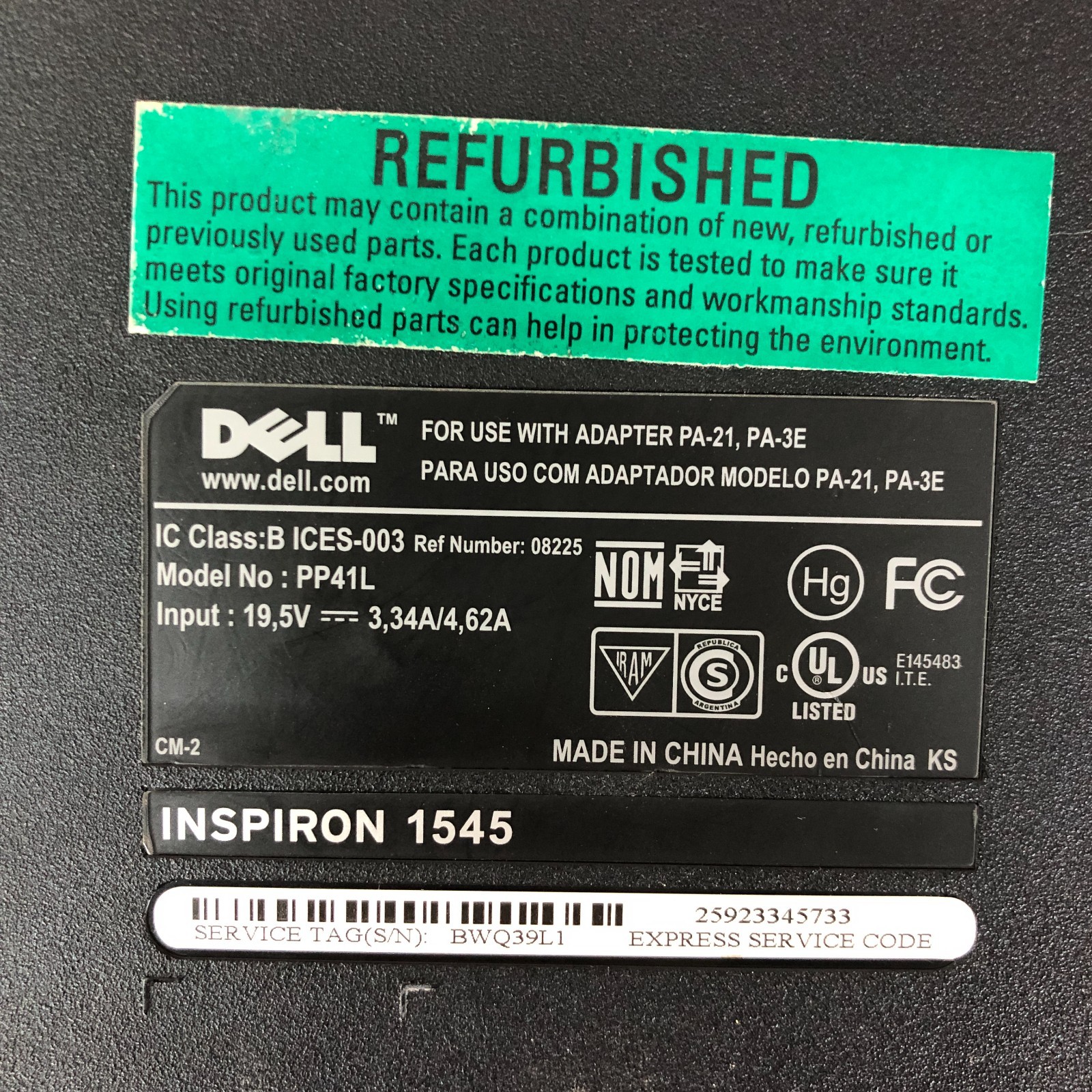 Dell Inspiron 1545 Retro Gaming Laptop Pentium D 2.20GHz 3GB RAM (Windows 7)