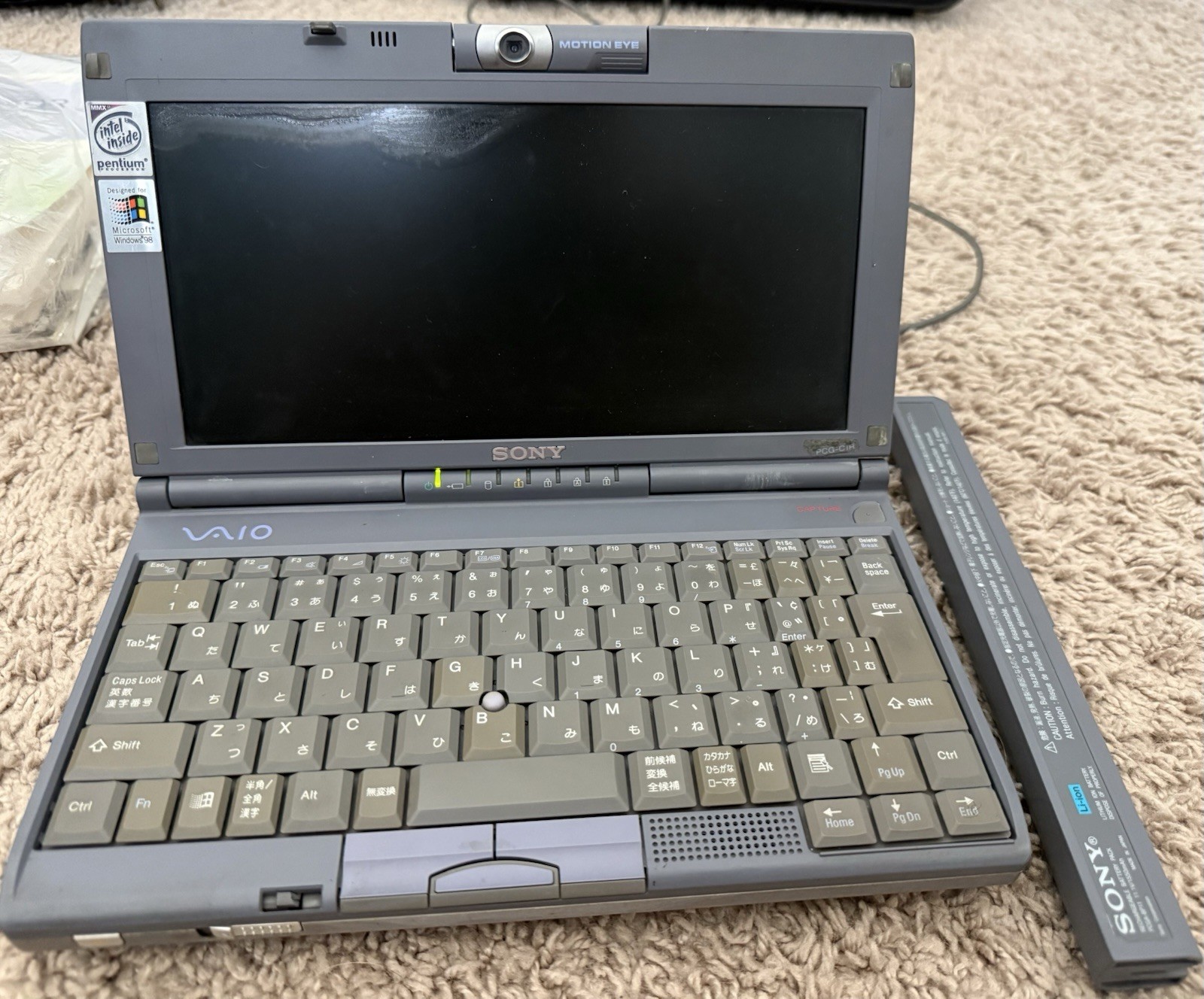 Sony VAIO PCG-C1R Notebook Windows 98 Intel 266Mhz 64Mb Bundle – Read Desc
