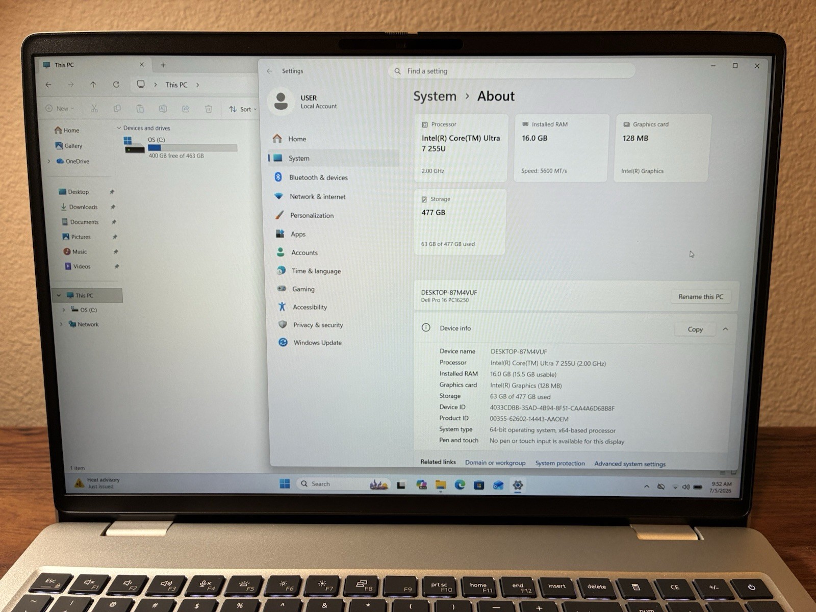 MINT Dell Pro 16 PC16250 Laptop Ultra 7 255U 16GB RAM 512GB SSD FHD+ Warranty!