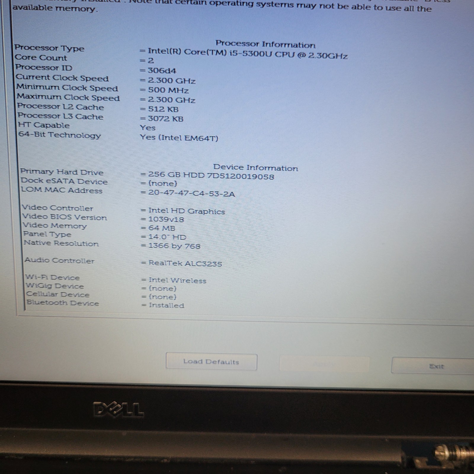 Dell Latitude E5450/Intel i5-5300U /4 GB RAM /256 GB HHD /Windows 11 + Chrger