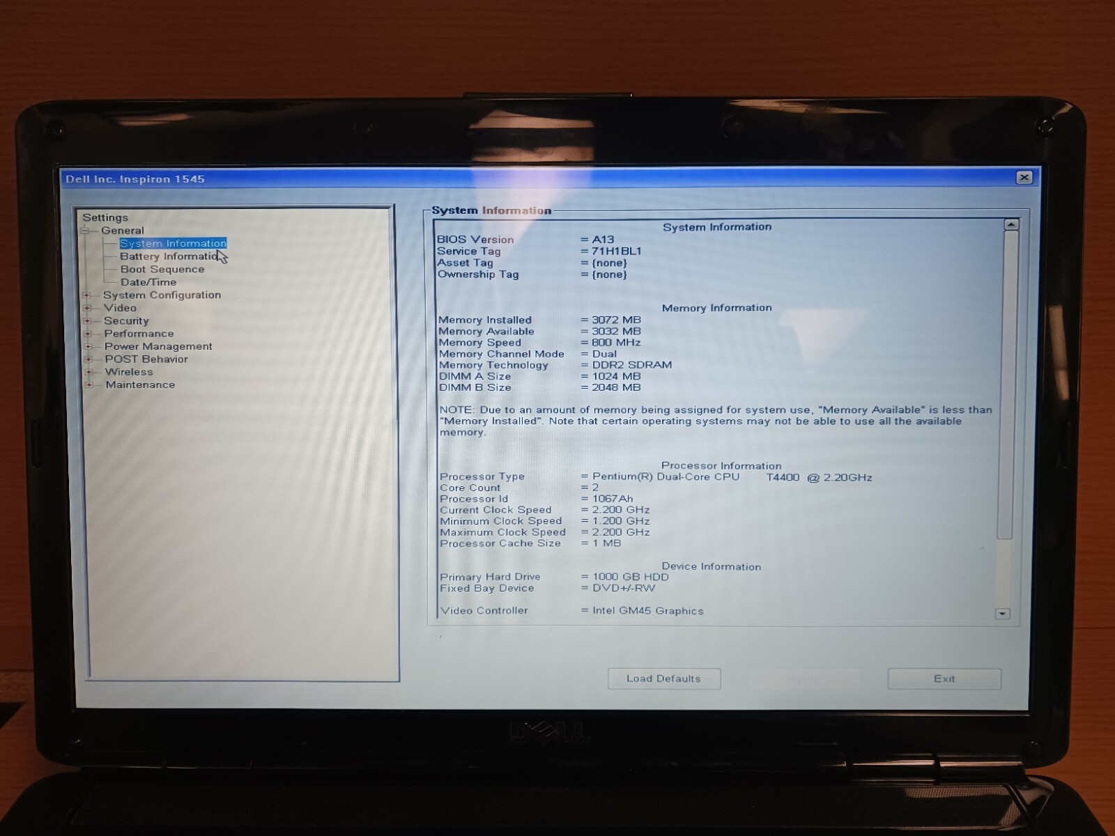 Dell Inspiron 1545 Laptop No Battery/Charger/HD/OS Intel Pentium CPU, 3 GB RAM