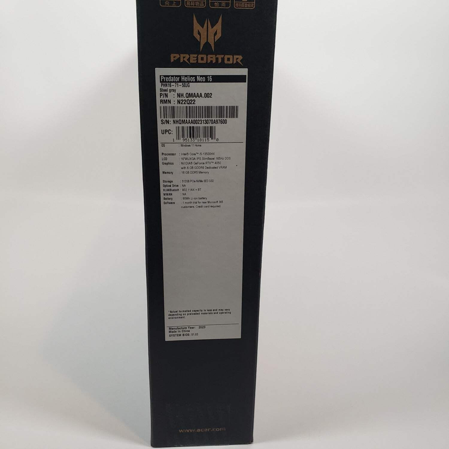Acer Predator Helios Neo 16 16″ i5-13500HX 2.5GHz 16GB RAM 512GB SSD RTX 4050