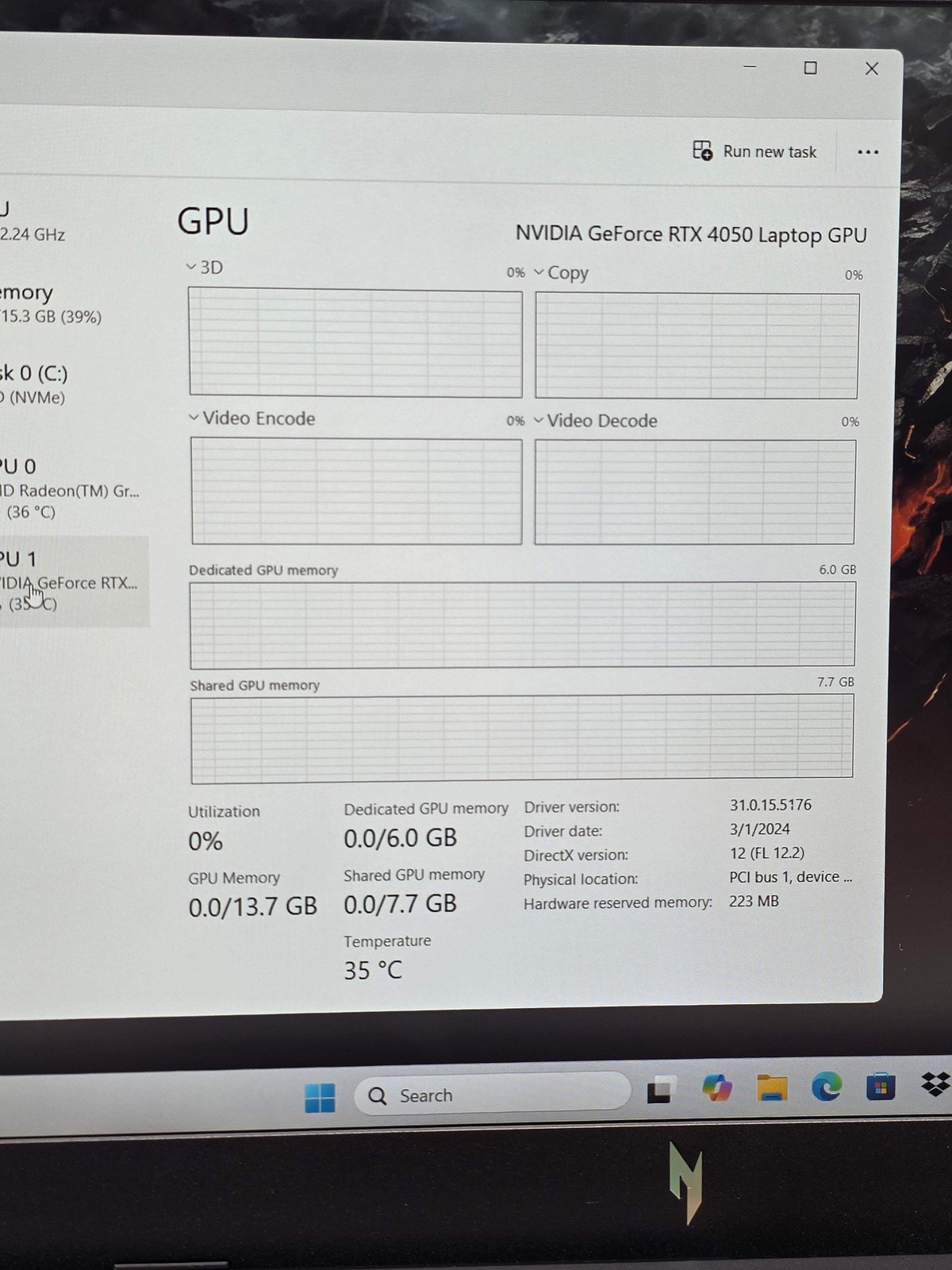 Acer Nitro V 15 Gaming Laptop Ryzen 5 7535HS RTX 4050 16GB RAM 512GB SSD 144Hz T