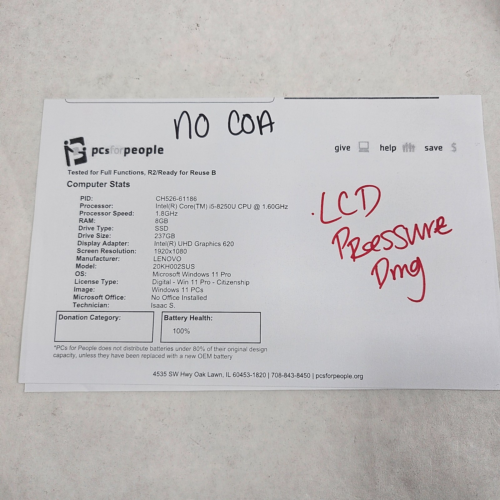 Lenovo ThinkPad X1 Carbon Gen 6 Laptop Core i5-8250U 8GB RAM 256GB SSD *READ*
