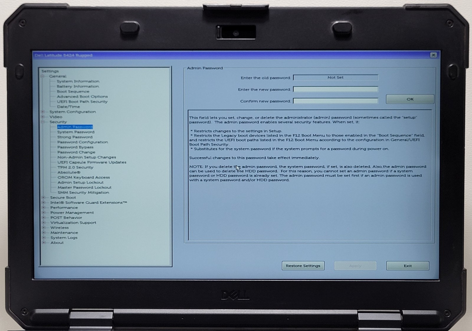 Dell Latitude Rugged 5424 i5-8Gen 16GB RAM 256GB SSD NO ADAPTER (UID TED5A3EF81)