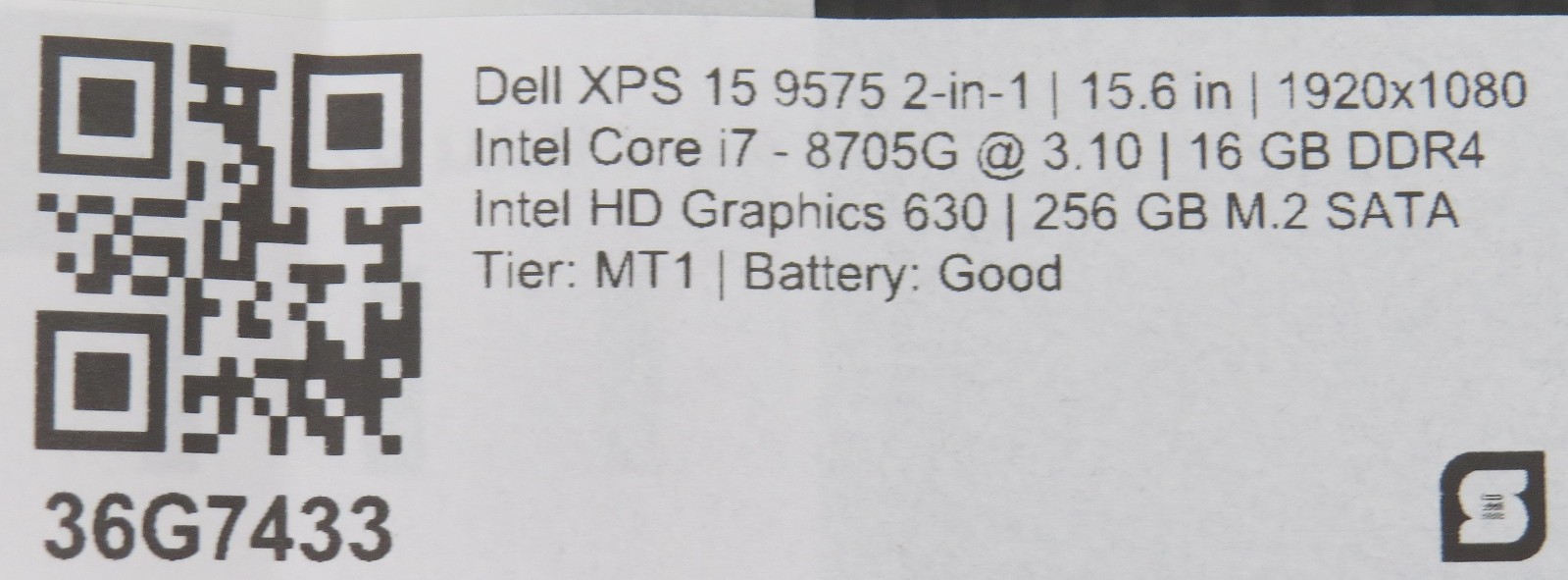 Dell XPS 15 9575 | i7-8705G @ 3.1GHz | 16GB DDR4 | 256GB m2 | 15.6″ | No OS/AC