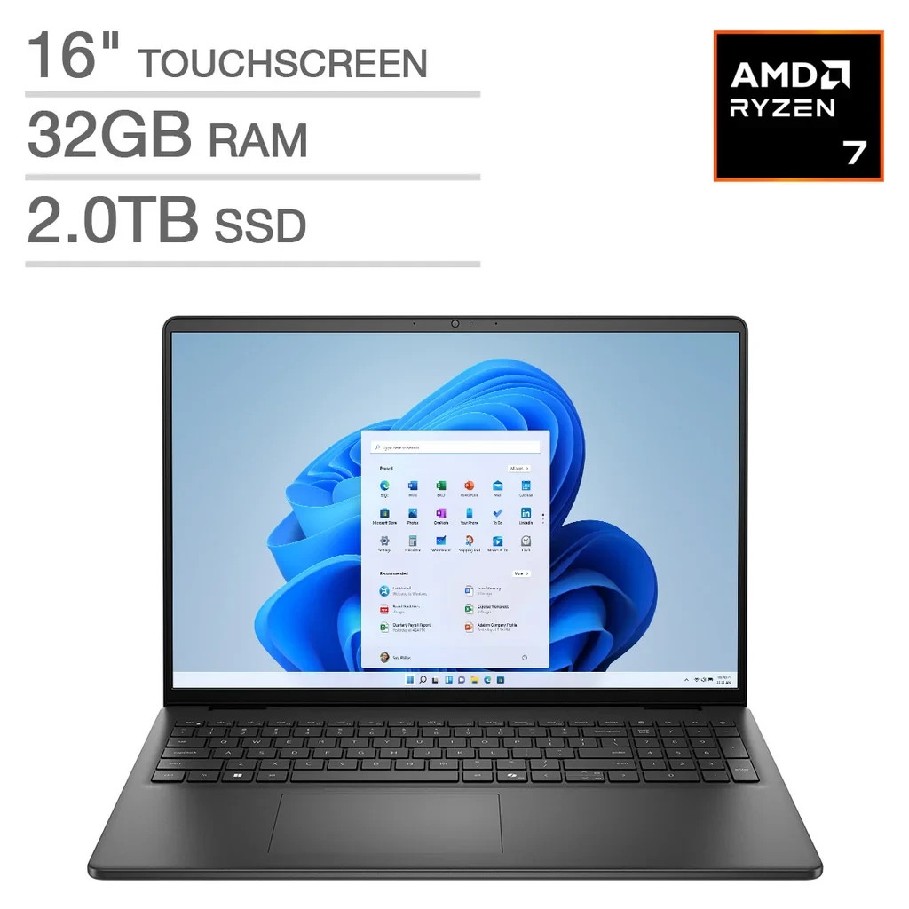 Brand New Dell LDC16255-A063BLK-PUS 16″ FHD+ TS Laptop — AMD R7 250/ 32G/ 2TB