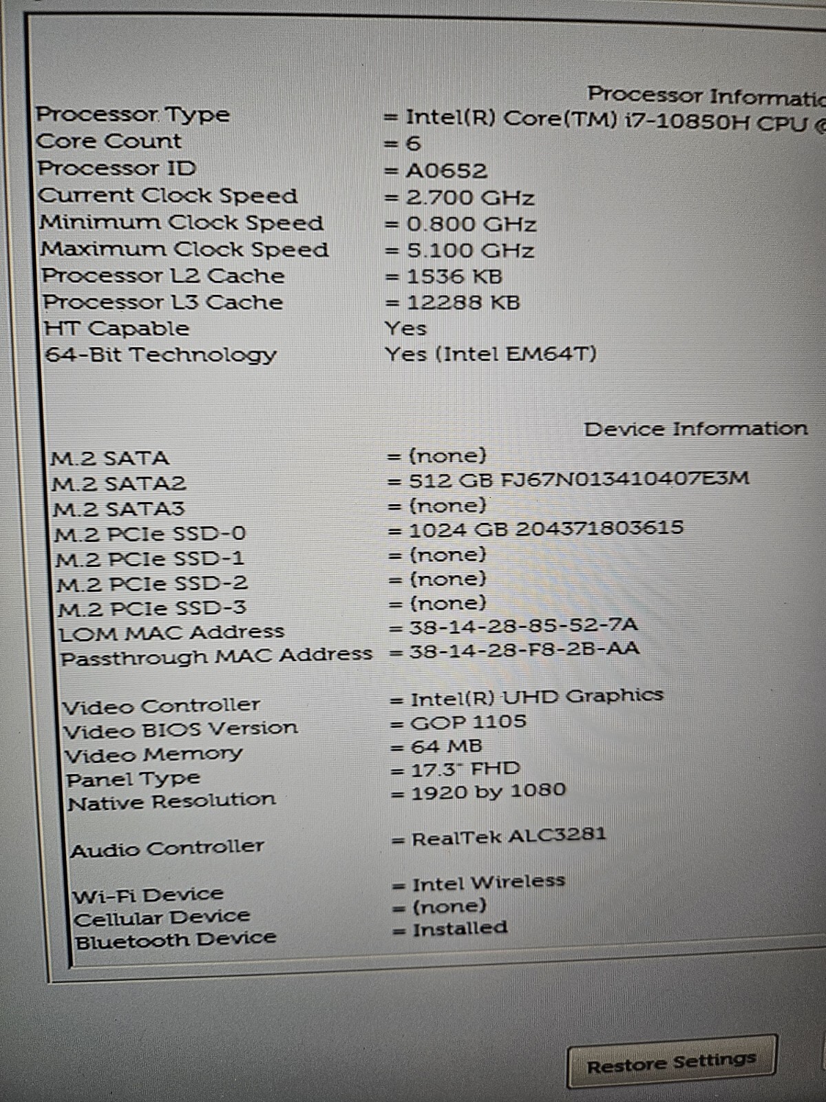 Dell Precision 7550 i7-10850H 2.7 GHz 1.5TB M.2/128GB ddr4 memory Windows 11