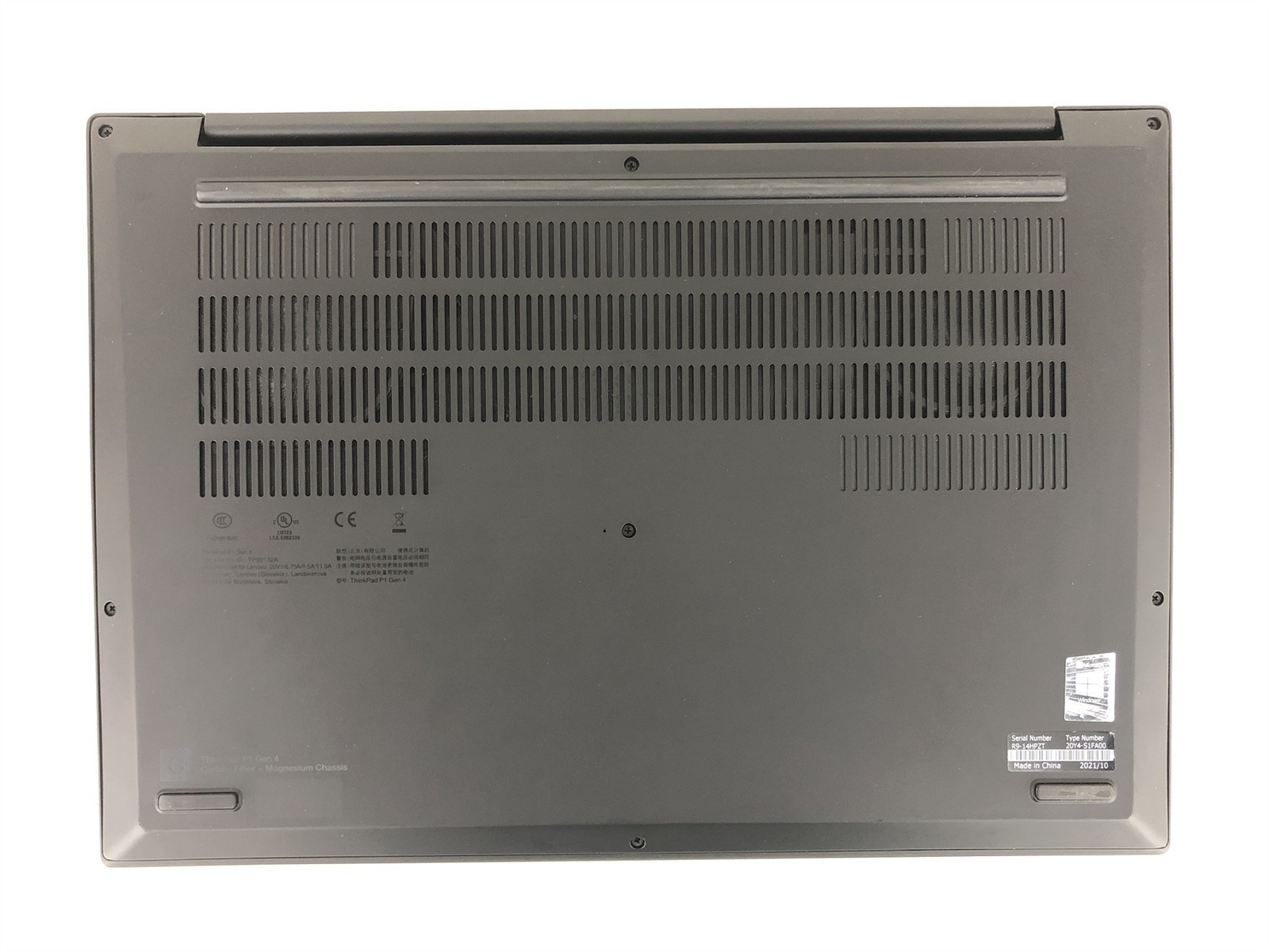 Lenovo ThinkPad P1 Gen 4: i7-11850H 2.5GHz – 32GB – 1TB – NVIDIA Quadro T1200