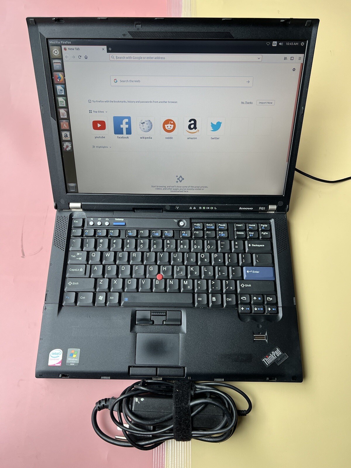 LENOVO THINKPAD R61 Intel Core 2 Duo 3GB RAM 160GB HDD WIFI LINUX MINT