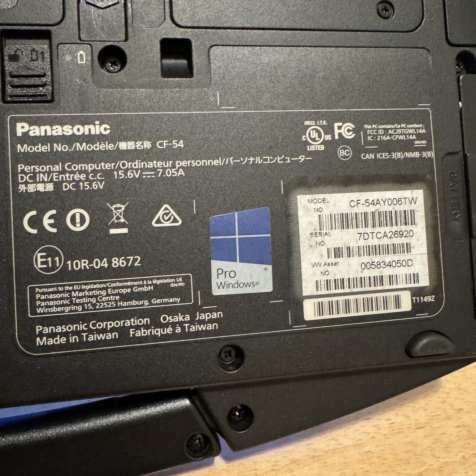 Panasonic Toughbook CF-54 MK1 14″ Laptop (i5, 4GB RAM, 256GB) Dual Fischer USB