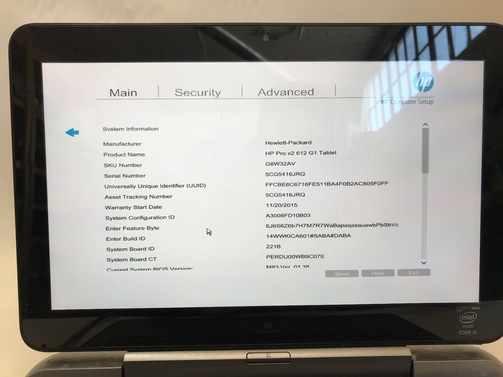 HP PRO X2 612 G2 – INTEL CORE I5 4204Y – 4GB RAM – BOOTS TO BIOS – READ DESC -BB