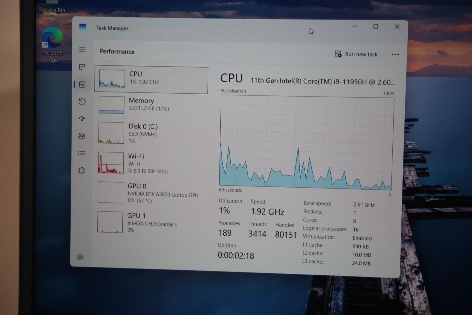 Dell Precision 7560 15.6″ Core i9-11950H 32GB 256GB Nvidia RTX A3000 Win 11P