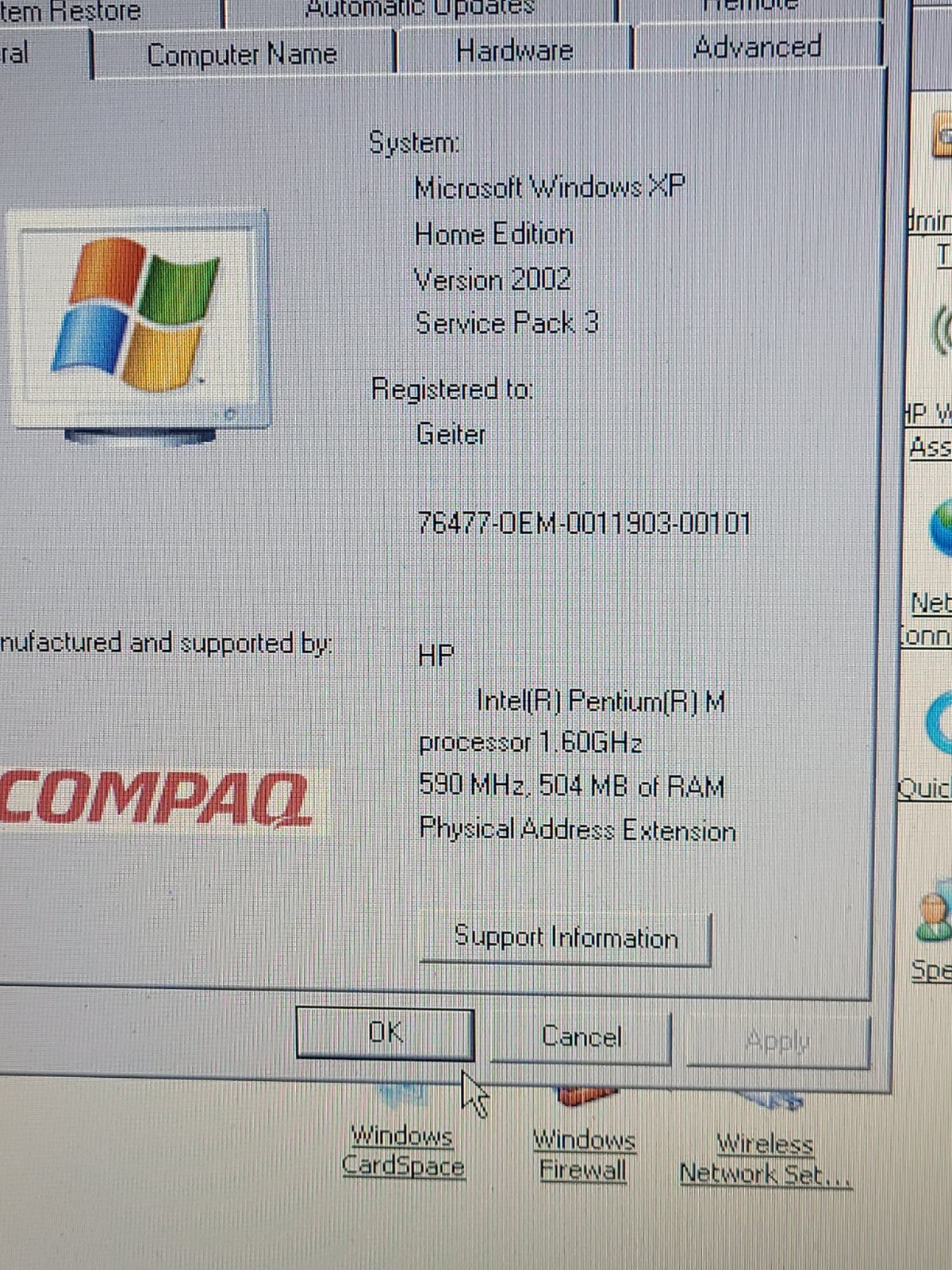 Compaq Presario V4000 Windows XP Laptop w/charger & battery (Read, No AC Cord)
