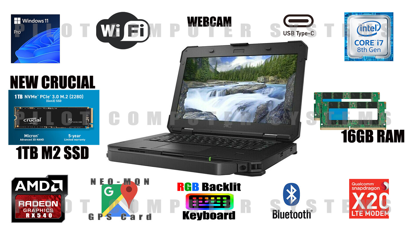 Lot of 5 Dell Laptop Latitude 14 5420 Rugged TOUCH i7 16GB | 1TB SSD LTE WEBCAM