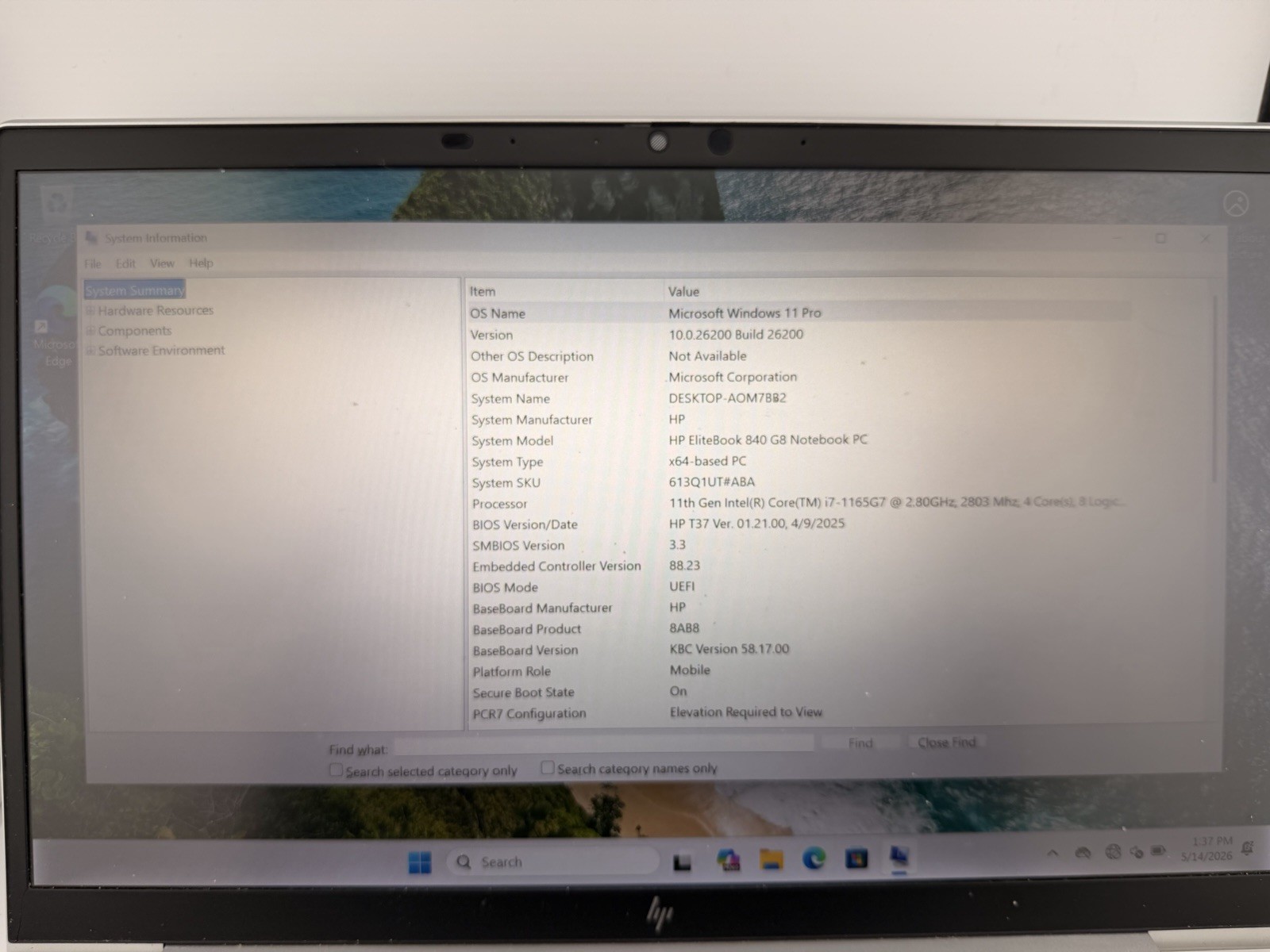 HP EliteBook 840 G8 14″ 17-1165G7 16GB 512GB SSD Win11 Pro Backlit