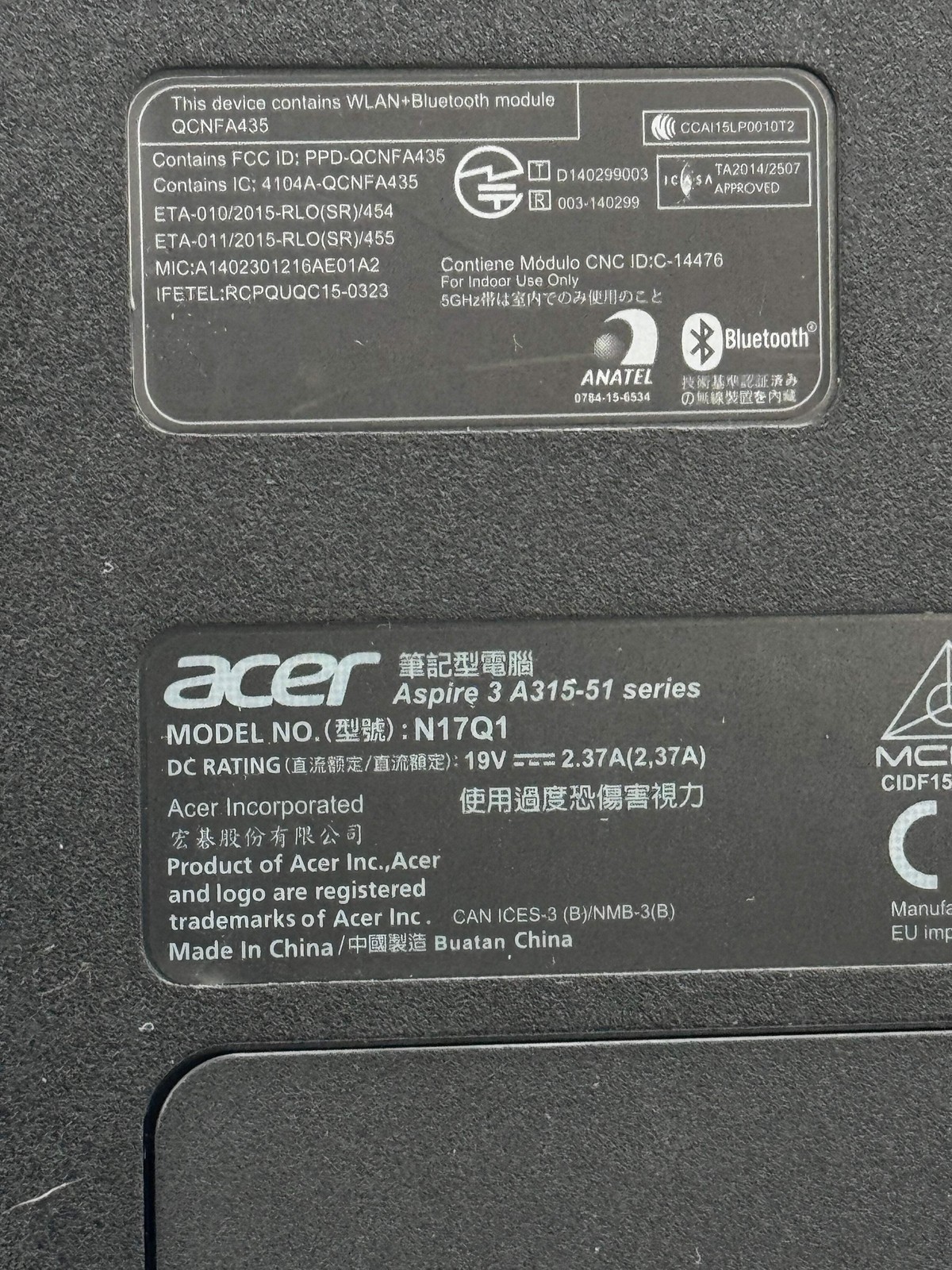 Acer Aspire 3 A315-51 Core i3 7th Gen 4GB RAM 1TB HDD 15.6″ Black For Parts