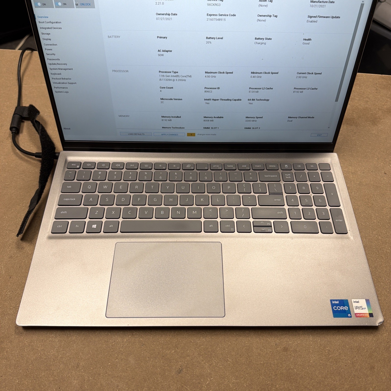 Dell Inspiron 15 5510 INTEL CORE I5-11320H@3.20GHz 8GB RAM NO DRIVE