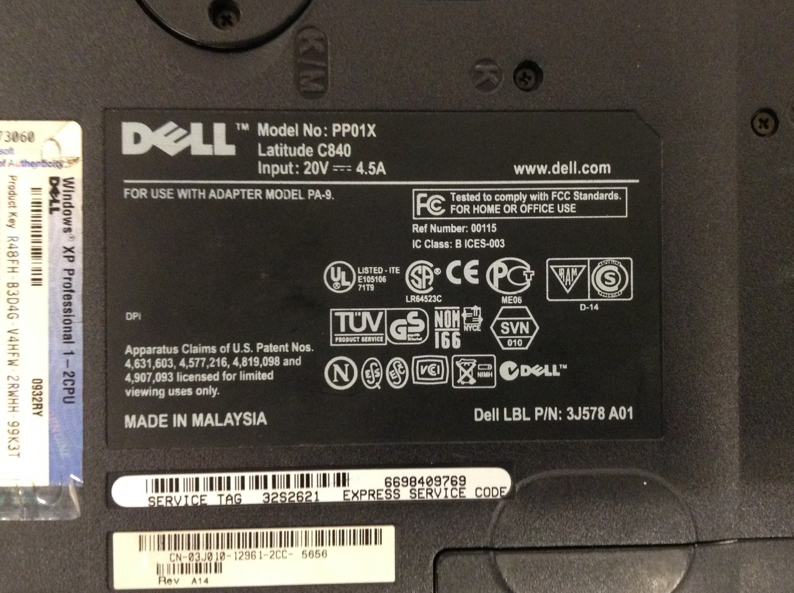 Dell Latitude C840 Pentium 4M 15″ Laptop 2.0GHz 512MB CD-RW Floppy, No HD, WORKS