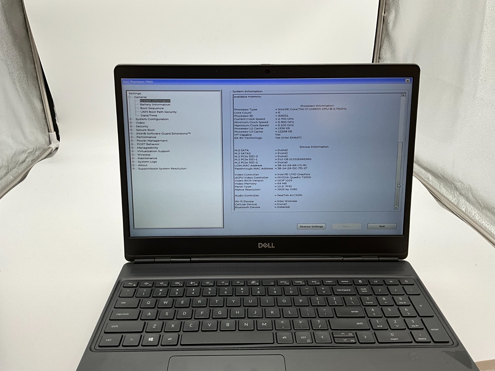DELL Precision 7560 2.7g i7-10850H 32GB 512GB T2000 15.6″ Win11 *read* JNYRZ33