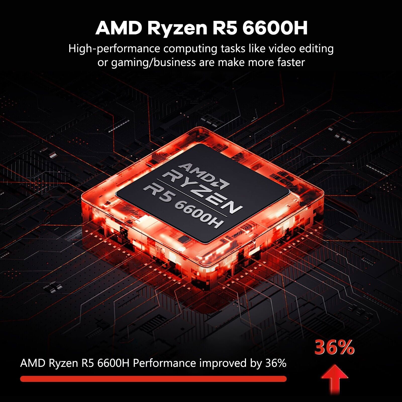 15.6 Business-gaming-Laptop, 6-Cores AMD Ryzen 5 6600H, 32GB DDR5 1TB SSD WiFi 5