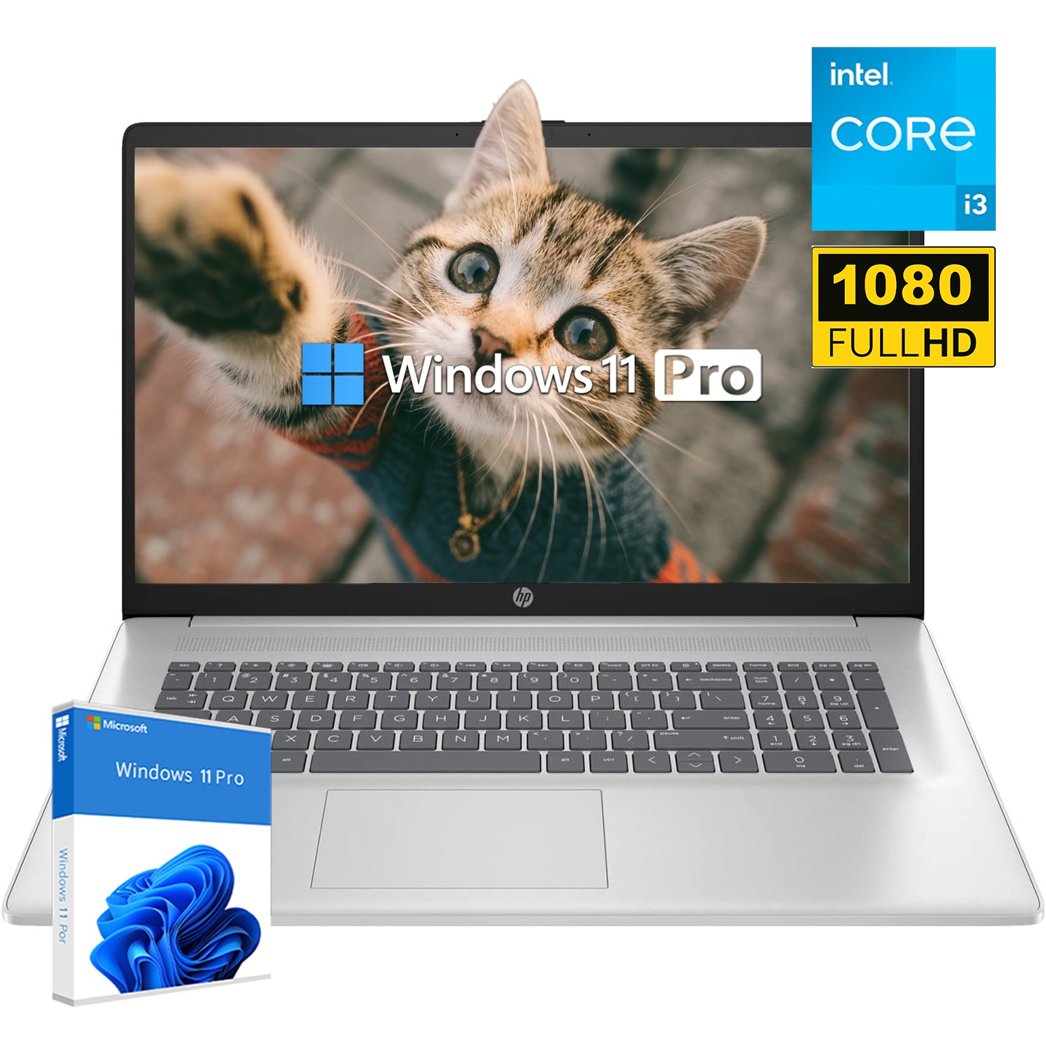 HP Laptop 17″ FHD Intel Core i3 N305 +9.5 hours battery 16GB RAM 512GB Win11Pro