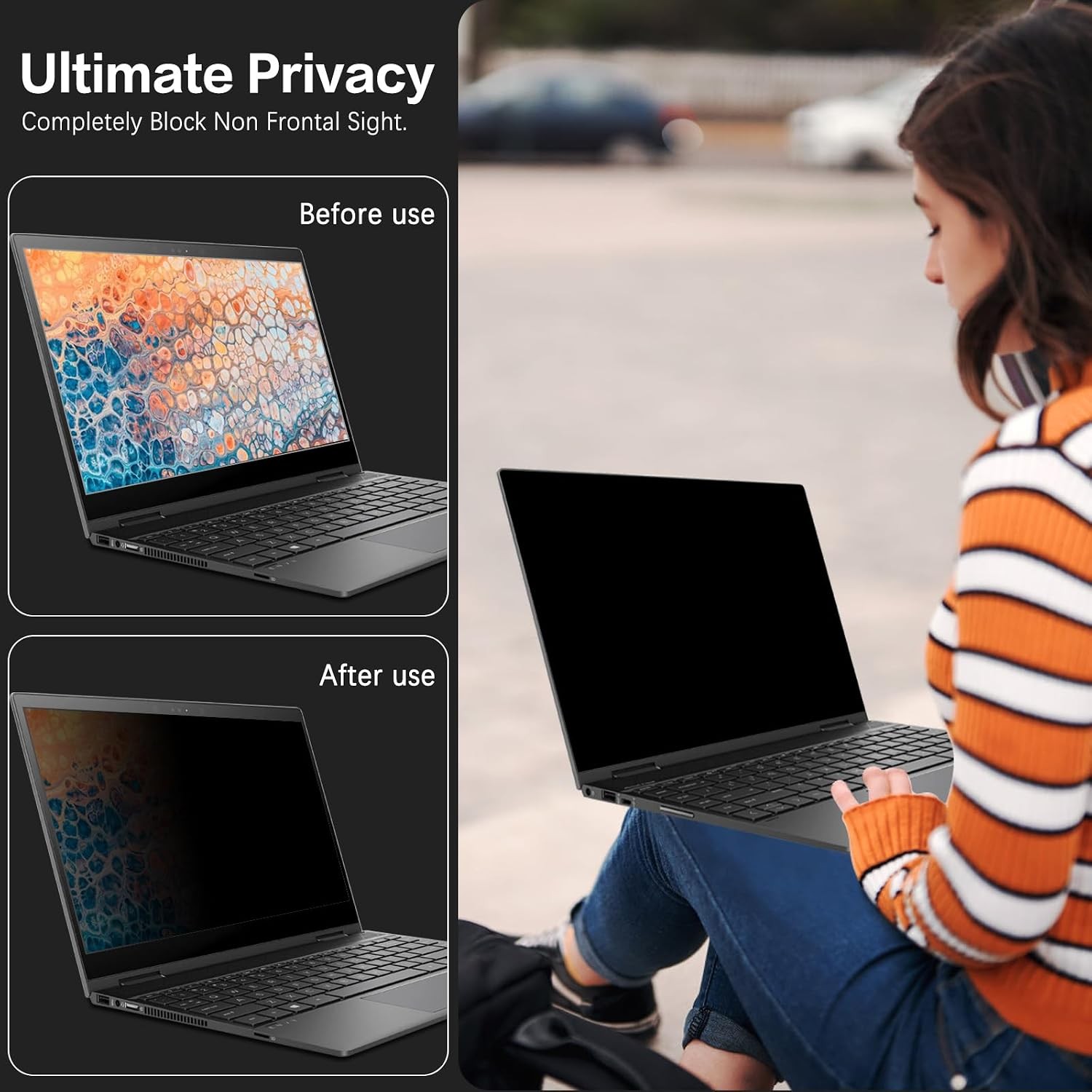 Laptop Privacy Screen 15.6 Inch 16:9 Aspect Ratio, Removable Anti Glare Filter P