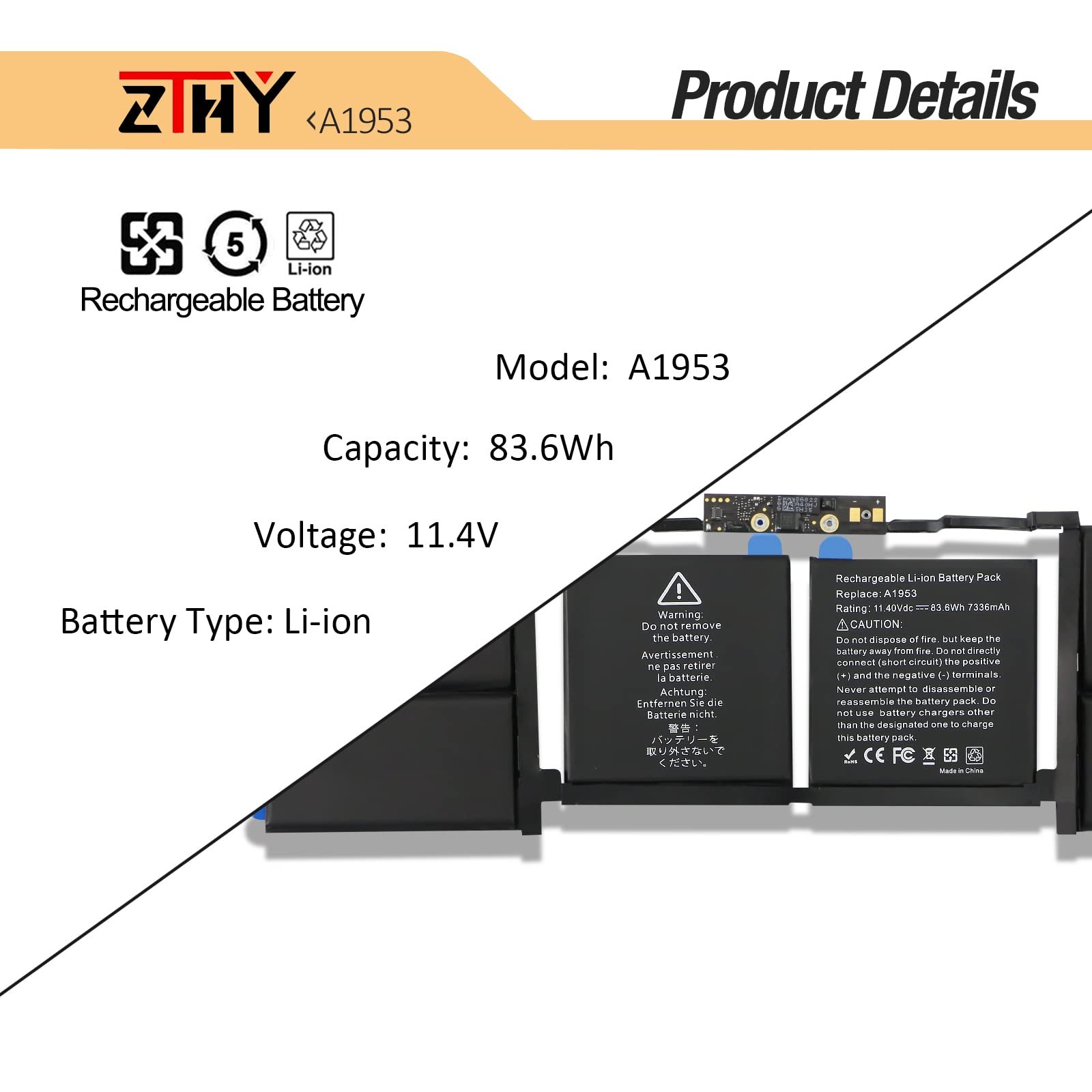 A1953 Battery for MacBook Pro 15″ A1990 Touch Bar EMC 3215 3359