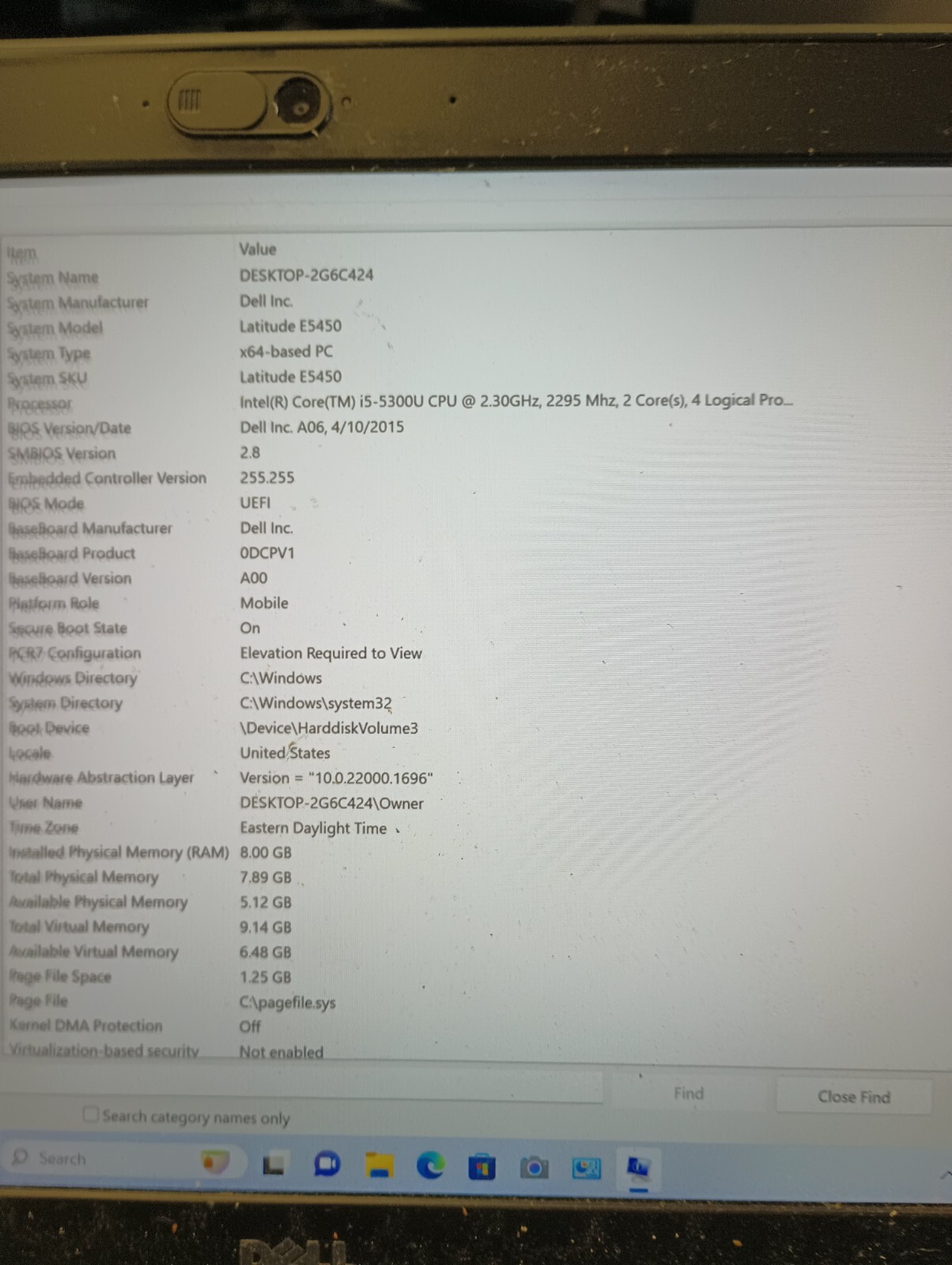 12093 Latitude E5450 w/charger.i5 5th gen.8GB.14″.128GB SSD”.14″FHD.W11 Pro.
