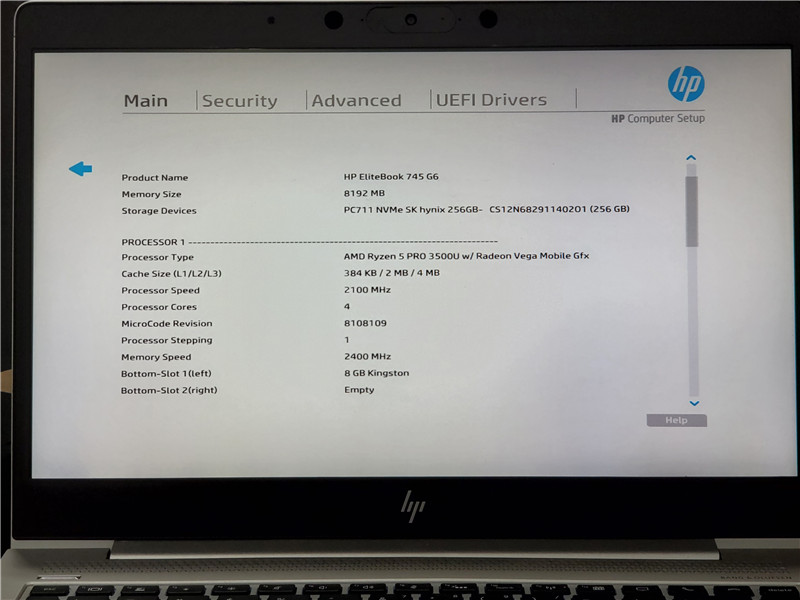 HP EliteBook 745 G6 Laptop Ryzen 5 Pro 3500U 8GB 256GB SSD Win10 COA Grade C