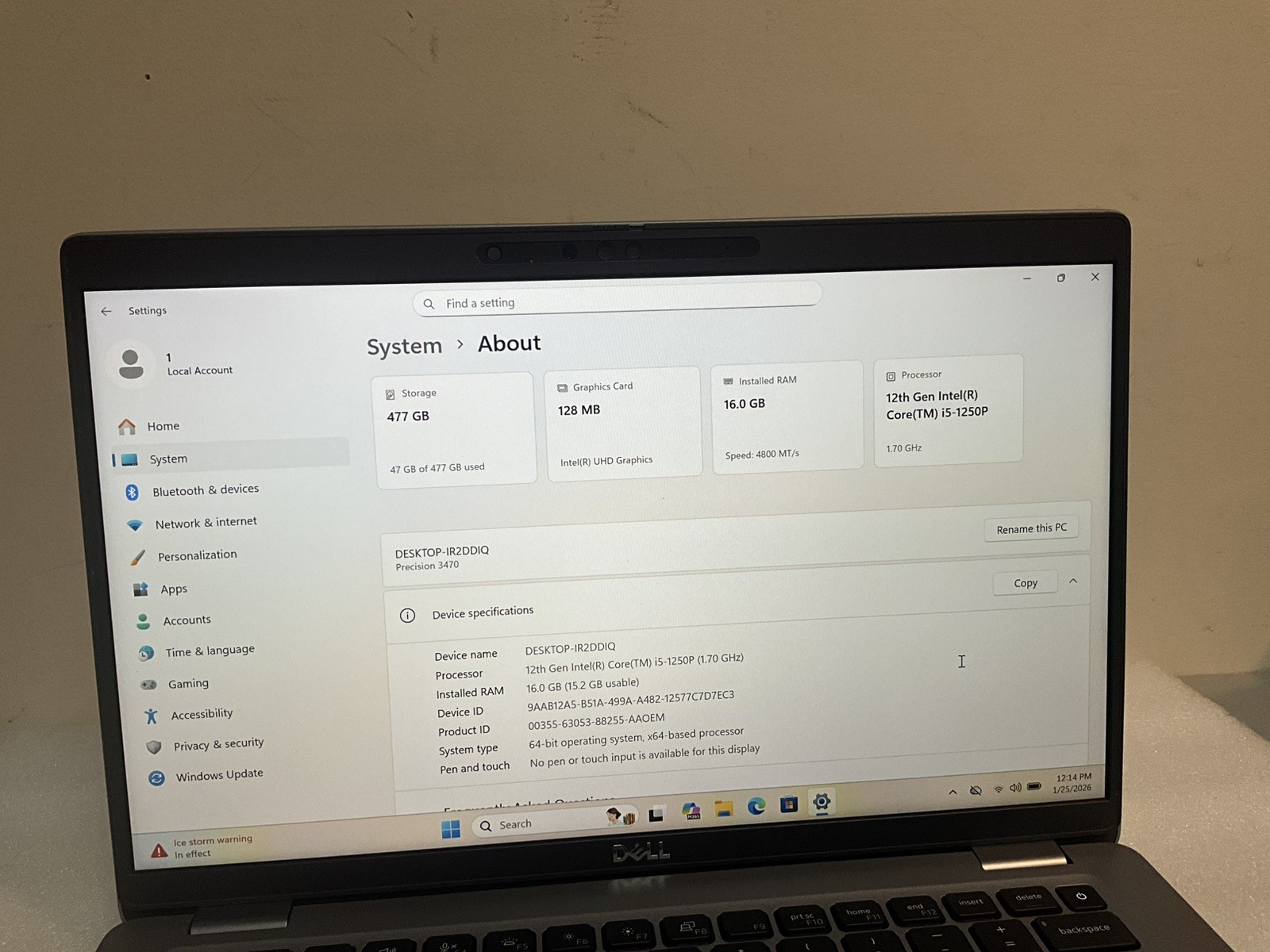 Dell Precision 3470 14″ Intel i5-1250P @ 1.7 GHz 16GB Ram 512GB SSD WIN11#51