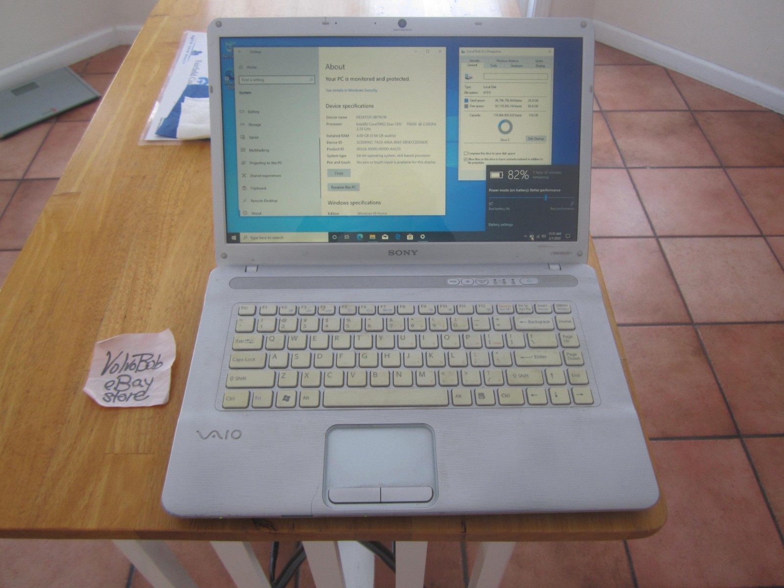 SONY VAIO PCG-7184L Laptop 2.2GHz 4GBRAM 120GBHD SCREEN INTACT NoPwrCord – WORKS