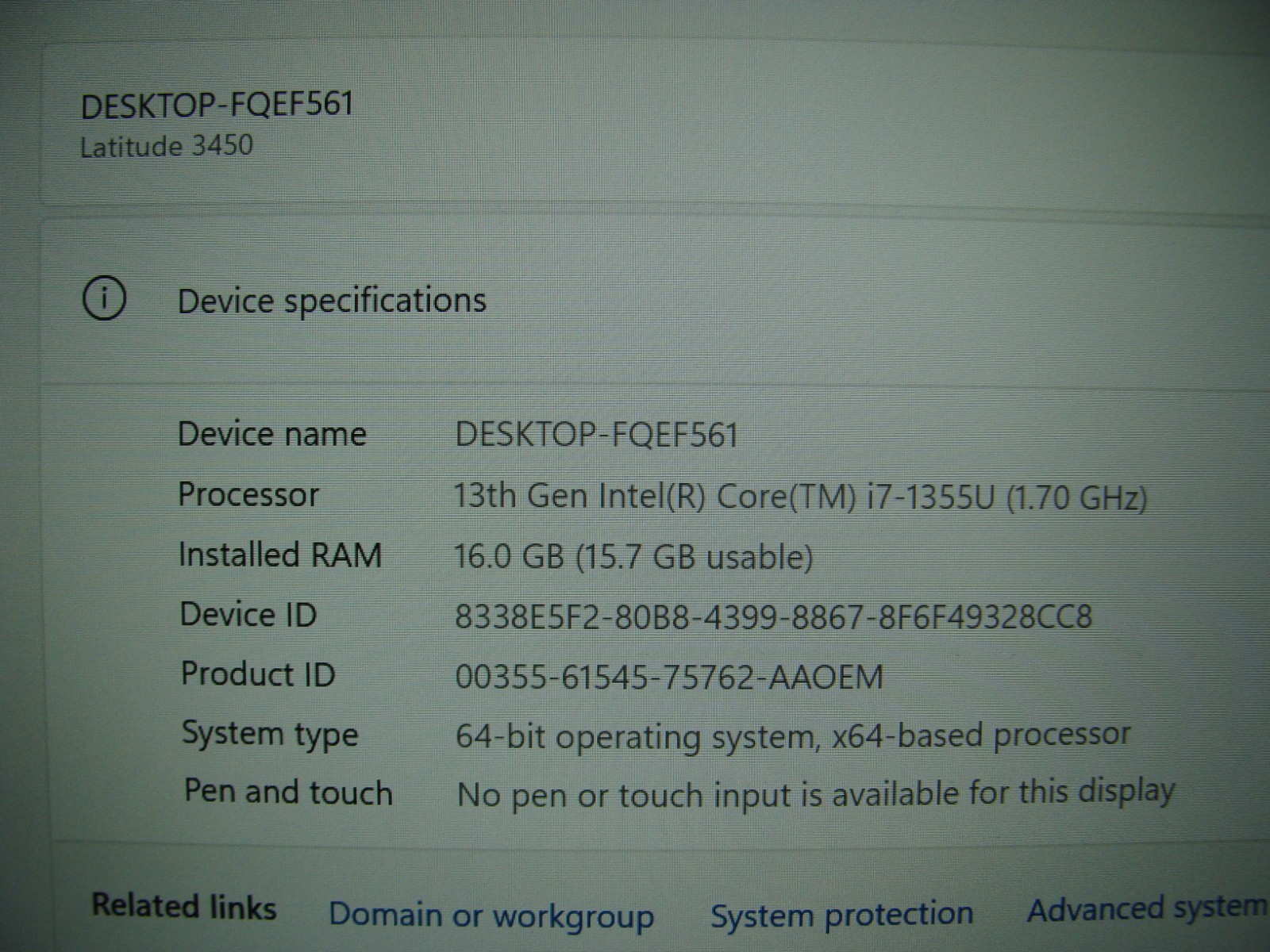 Dell Latitude 3450 14”FHD Intel i7-1355U 1.7GHz 16GB 512GB Warranty +Charger
