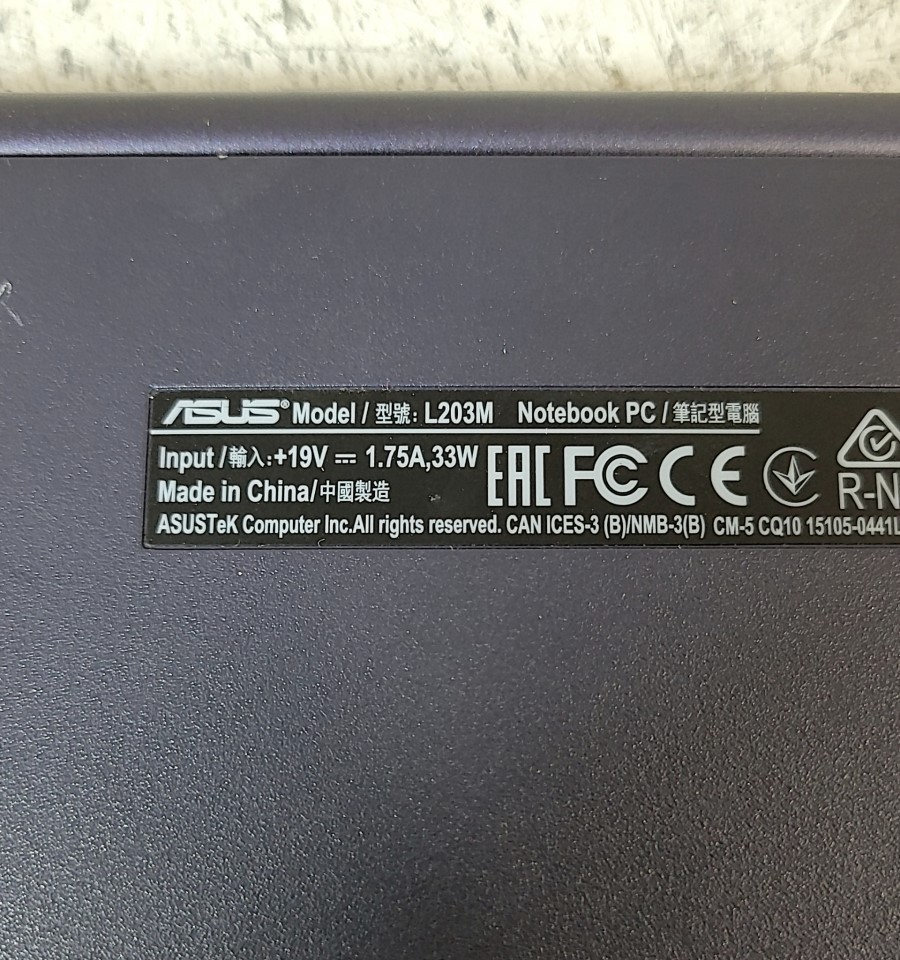 ASUS L203M L203MA-DS04 PC Laptop INTEL CELERON N4000 4GB 62GB SEE NOTES