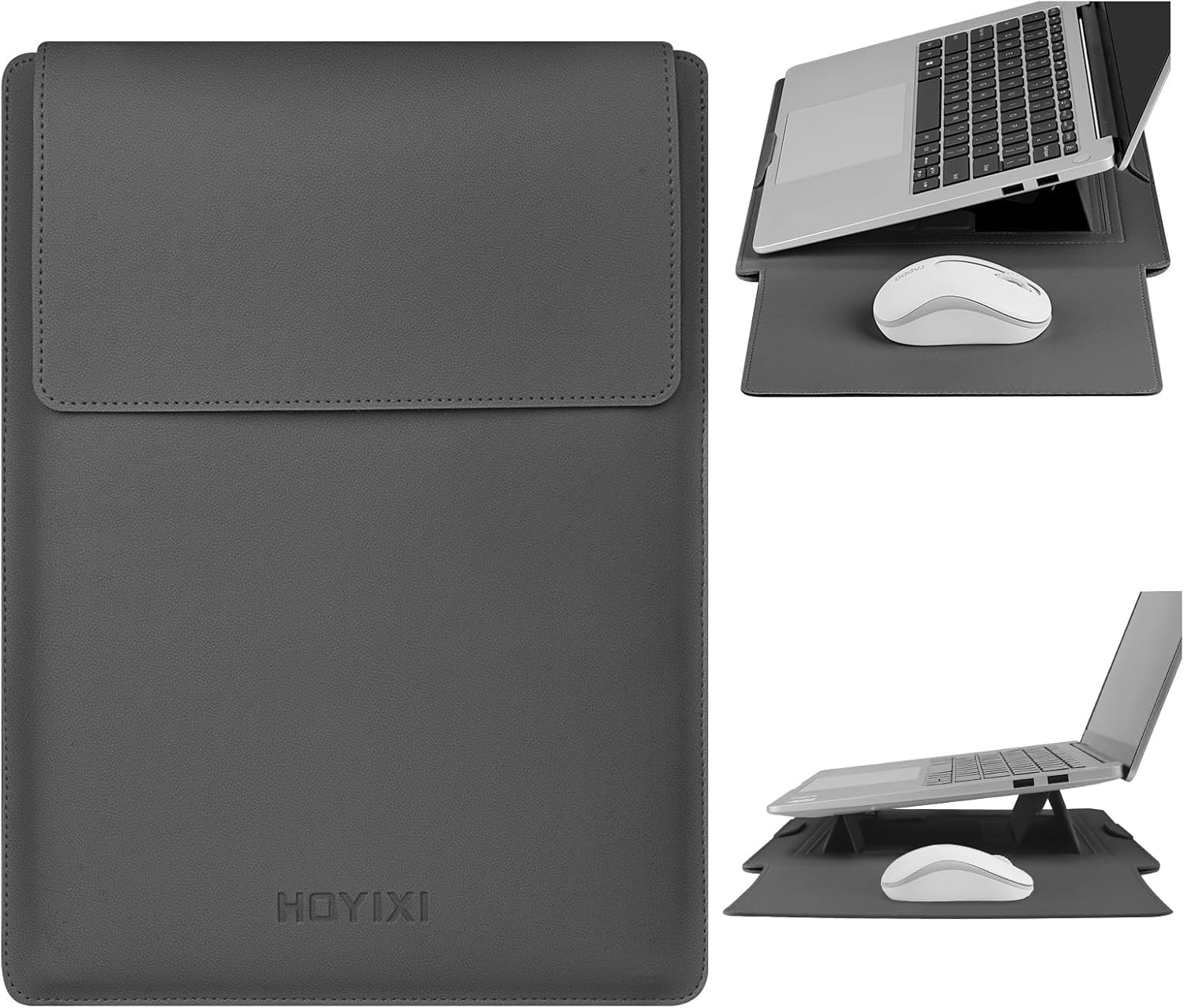 PU Leather Laptop Sleeve Case with Stand for 13.3” / 13.6” MacBook Pro/Air