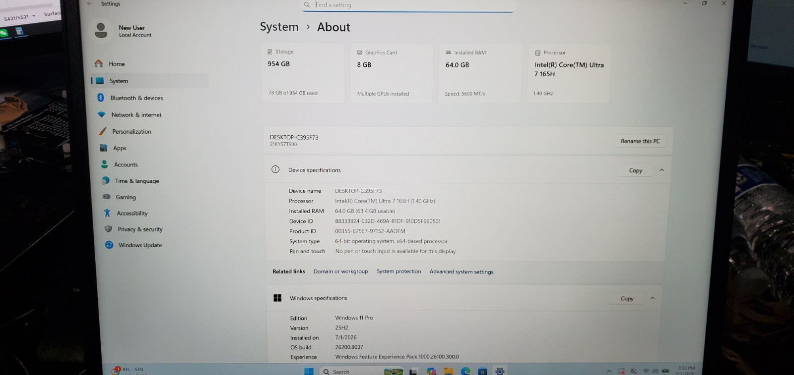Lenovo ThinkPad P16v Gen 2 Laptop Ultra 7 165H 64GB RAM 1TB SSD W11P RTX 2000