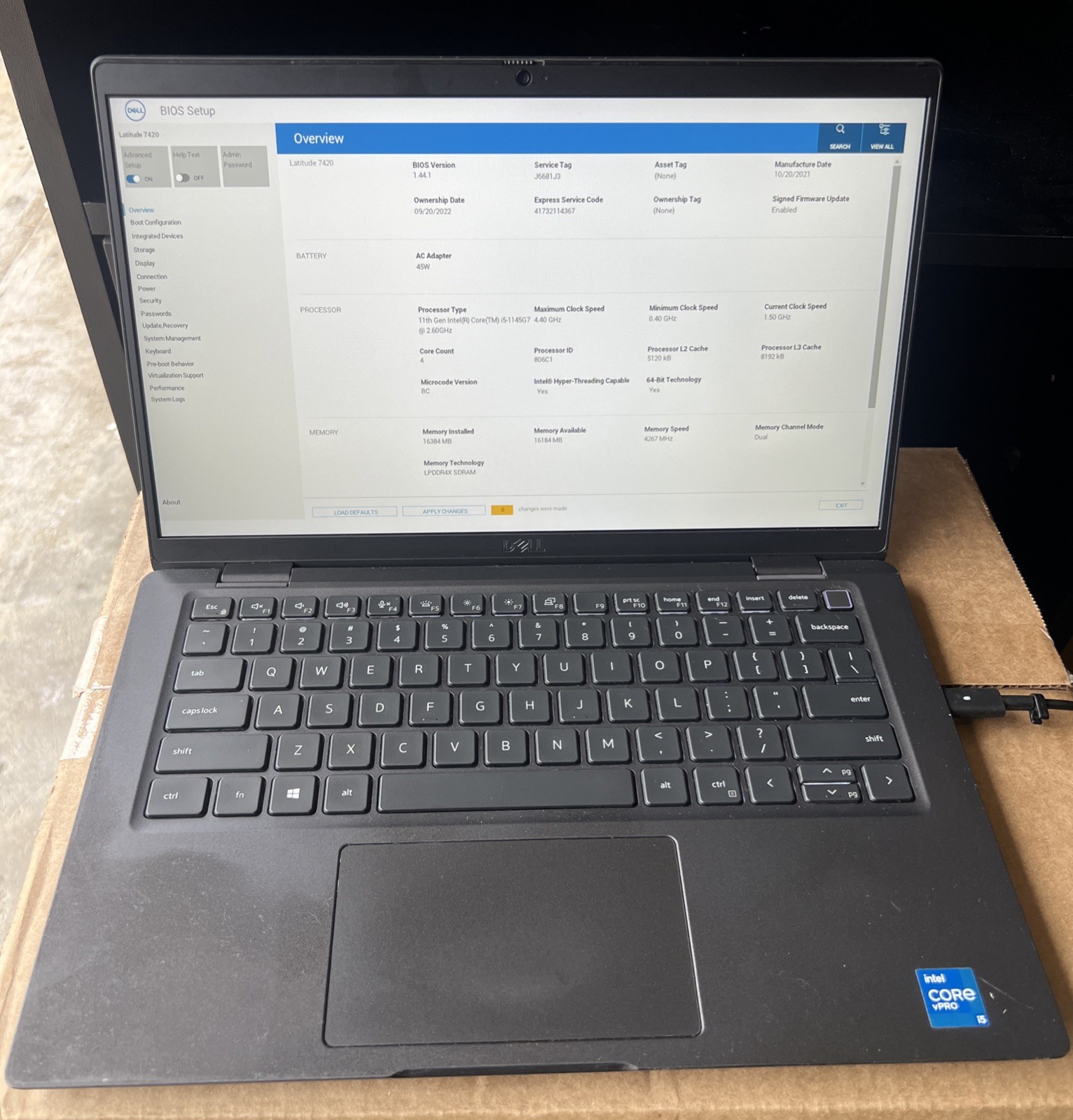 Dell Latitude 7420 14.1″ Core i5 11th Gen Incomplete No SSD, No Batt. Fair.