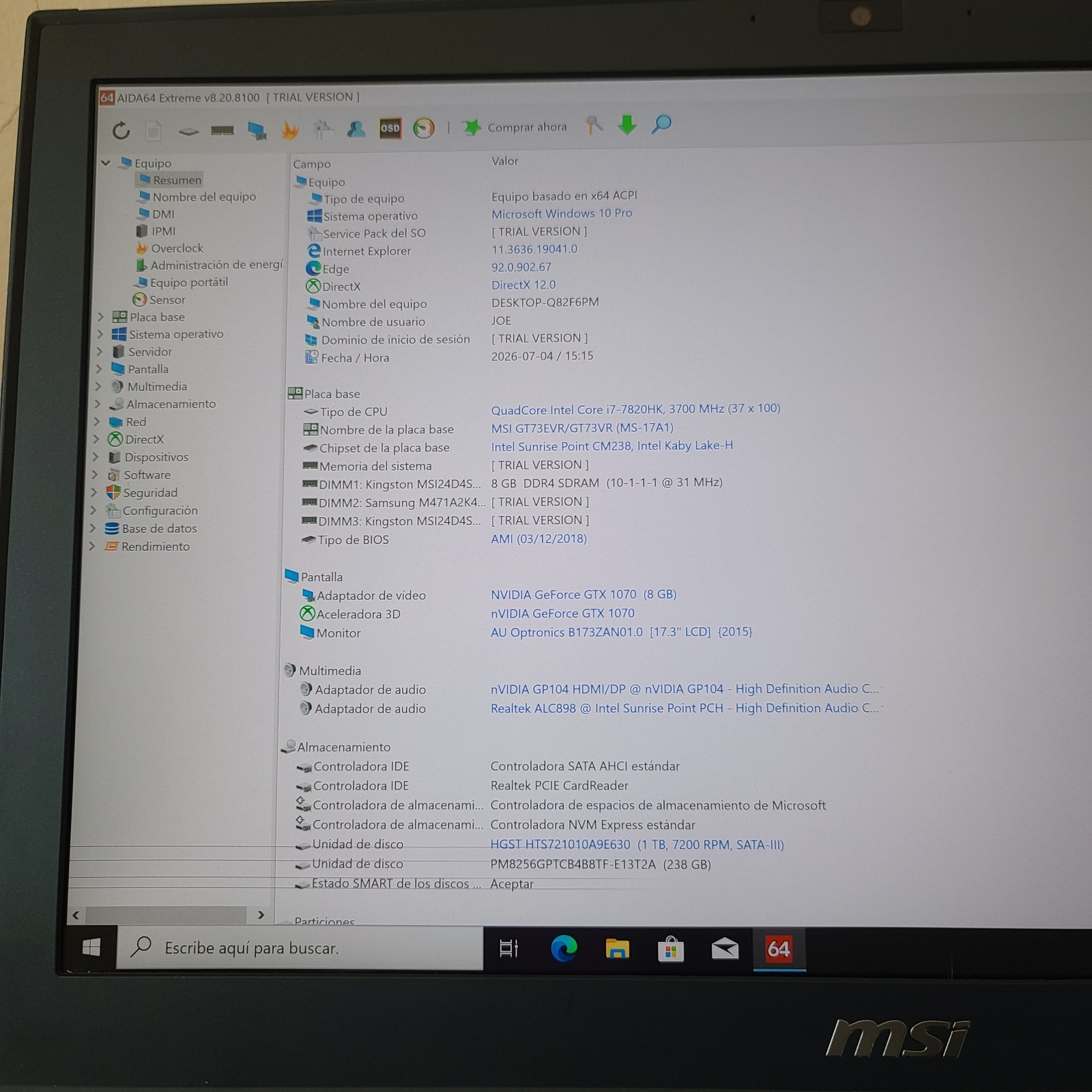 MSI GT73VR 7RE TITAN GAMING LAPTOP CORE i7-7820HK 32GB RAM GTX 1070 256-1TB