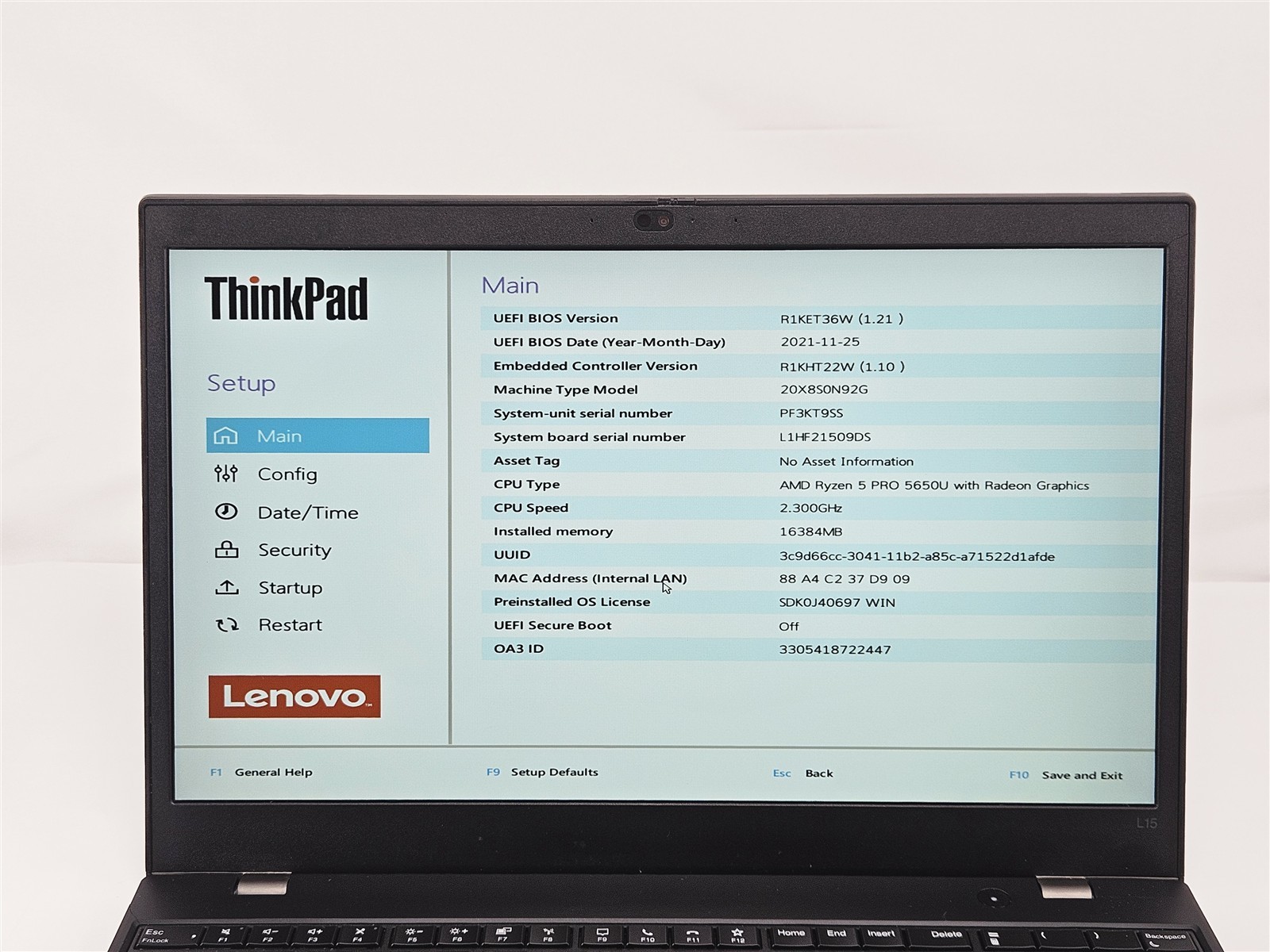 Lenovo 15.6″ ThinkPad L15 Gen 2 Ryzen 5 Pro 5650U 16GB 512GB SSD Win11 Home